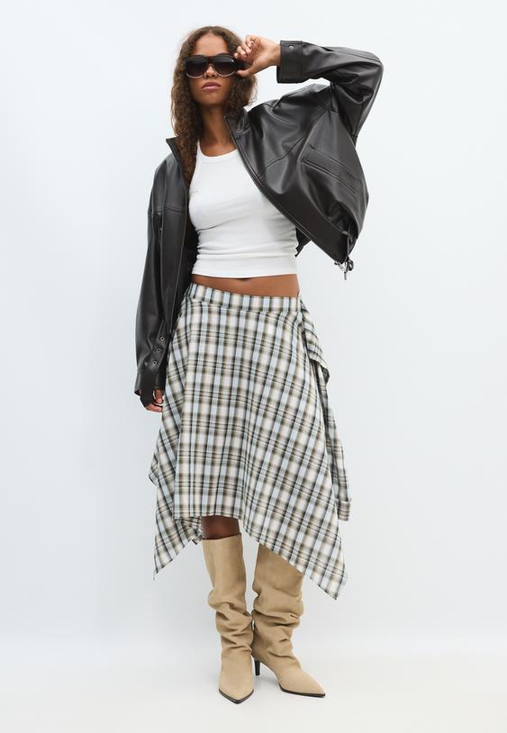 leather effect belted bomber jacket