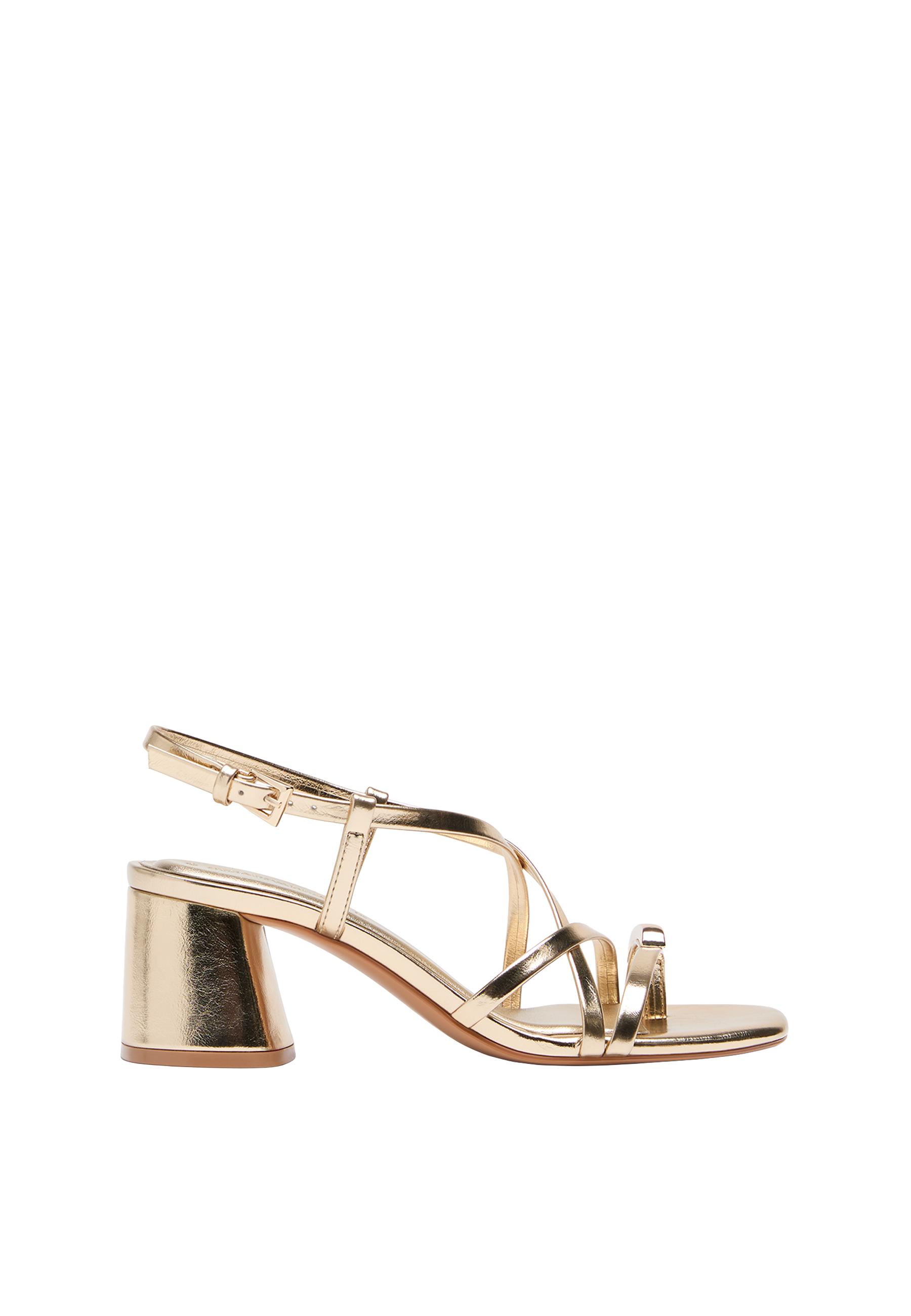 Heeled multi-strap sandals with detail — GOLD 