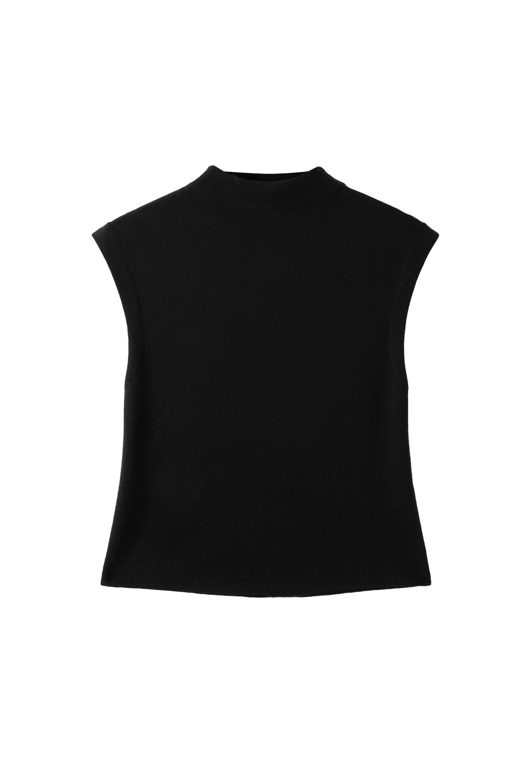 Stand collar knit top — Black