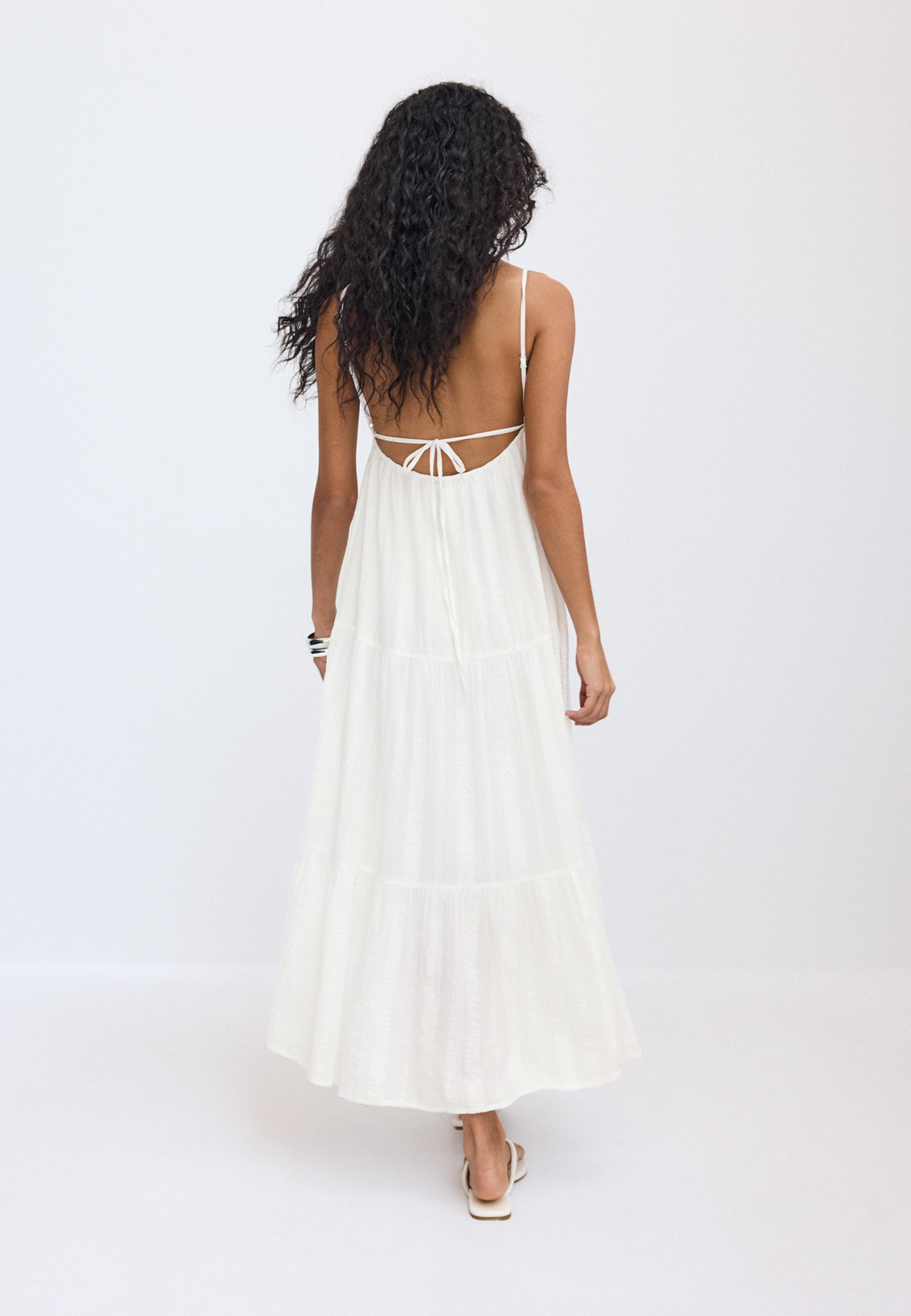 Long flowing dress with open back — White