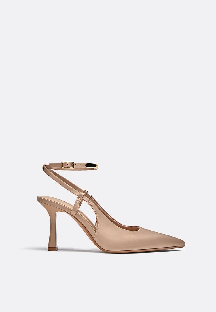 zapatos tacon satinado