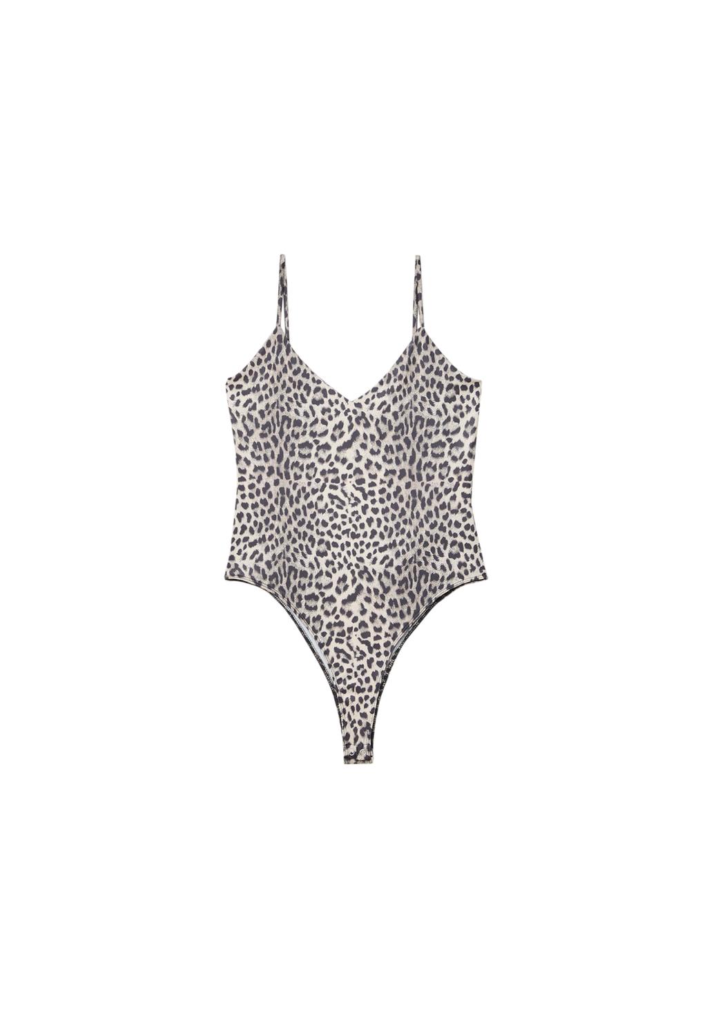 Basic strappy leopard print bodysuit