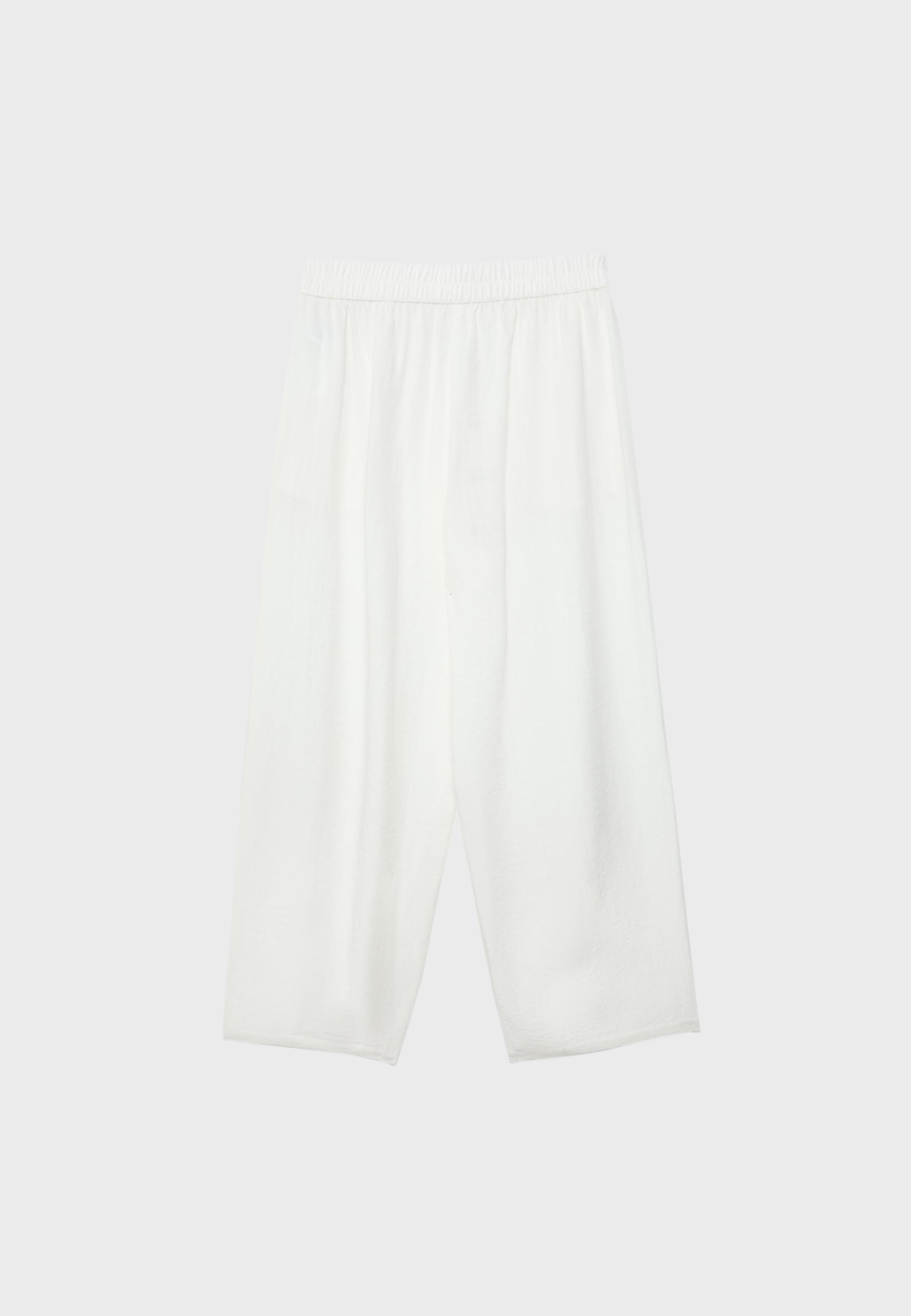 Flowing barrel trousers — Ecru