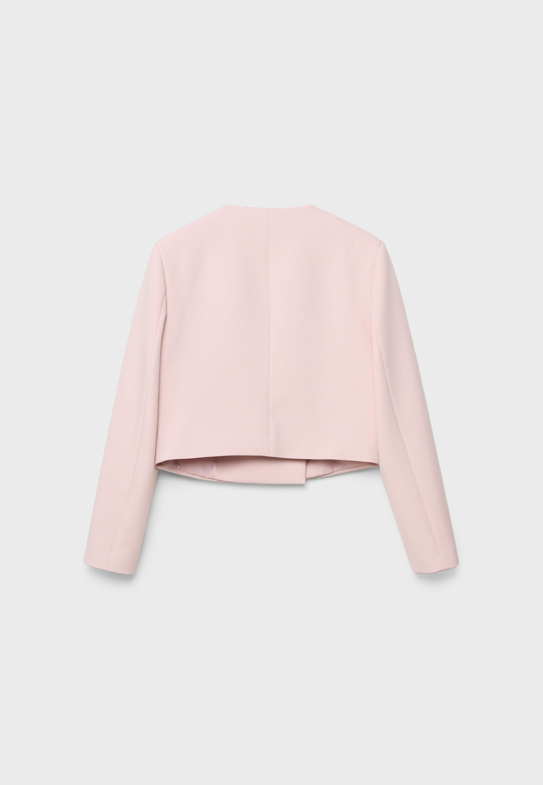 Cropped round neck blazer — Pastel pink
