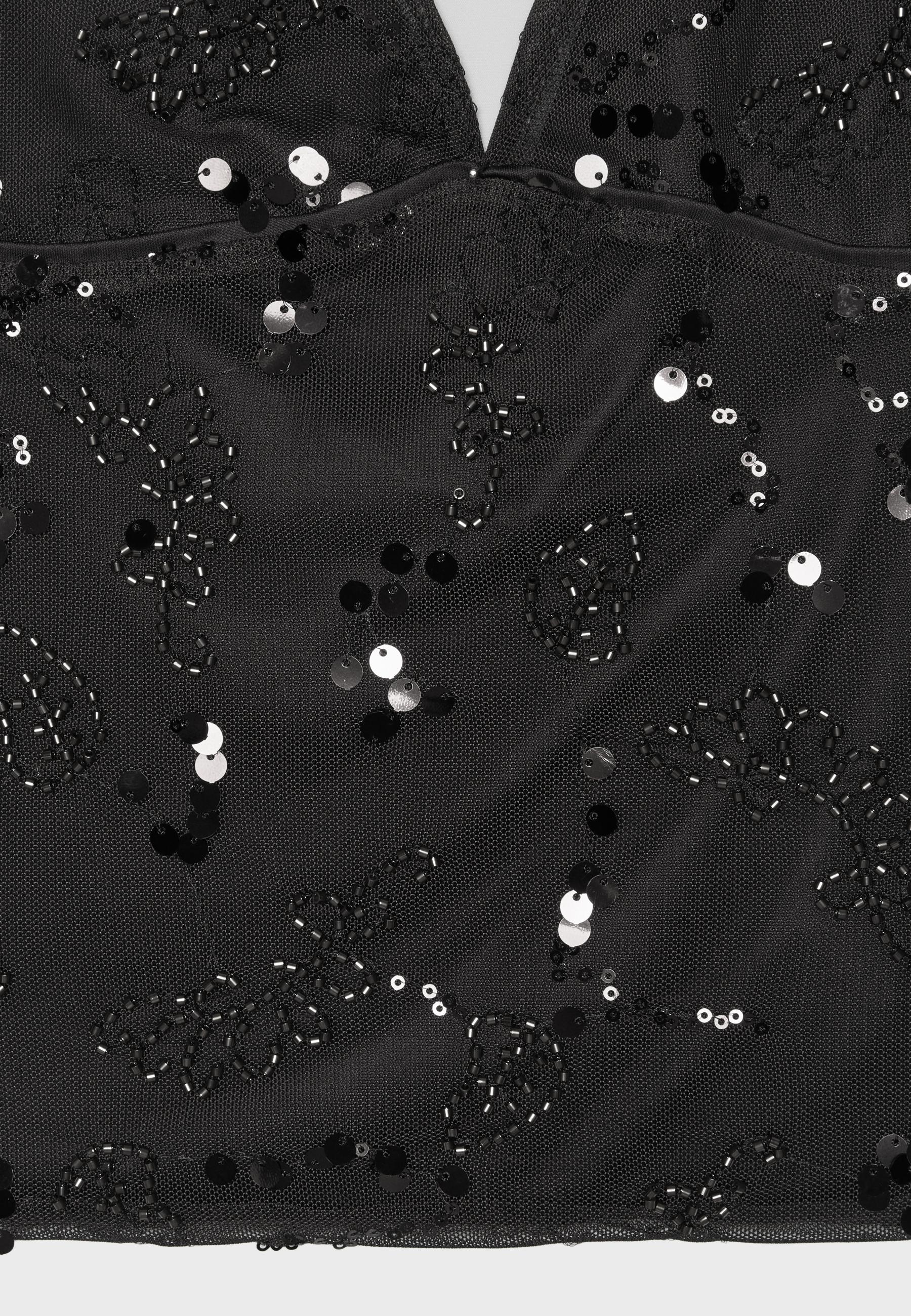 Embroidered sequin halter top