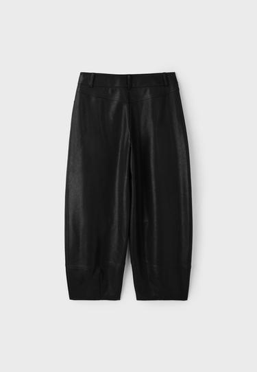 Leather effect barrel trousers — Black 8