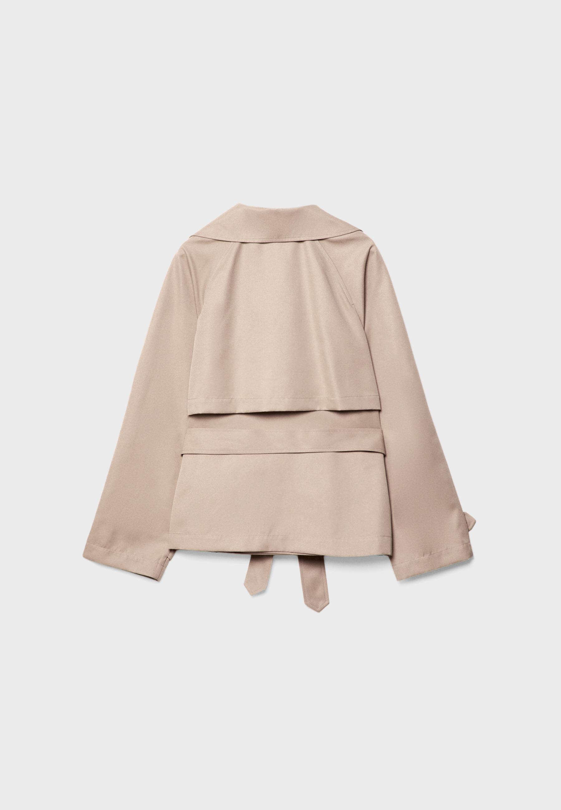 Kemerli kısa, akıcı trençkot - Görsel 8