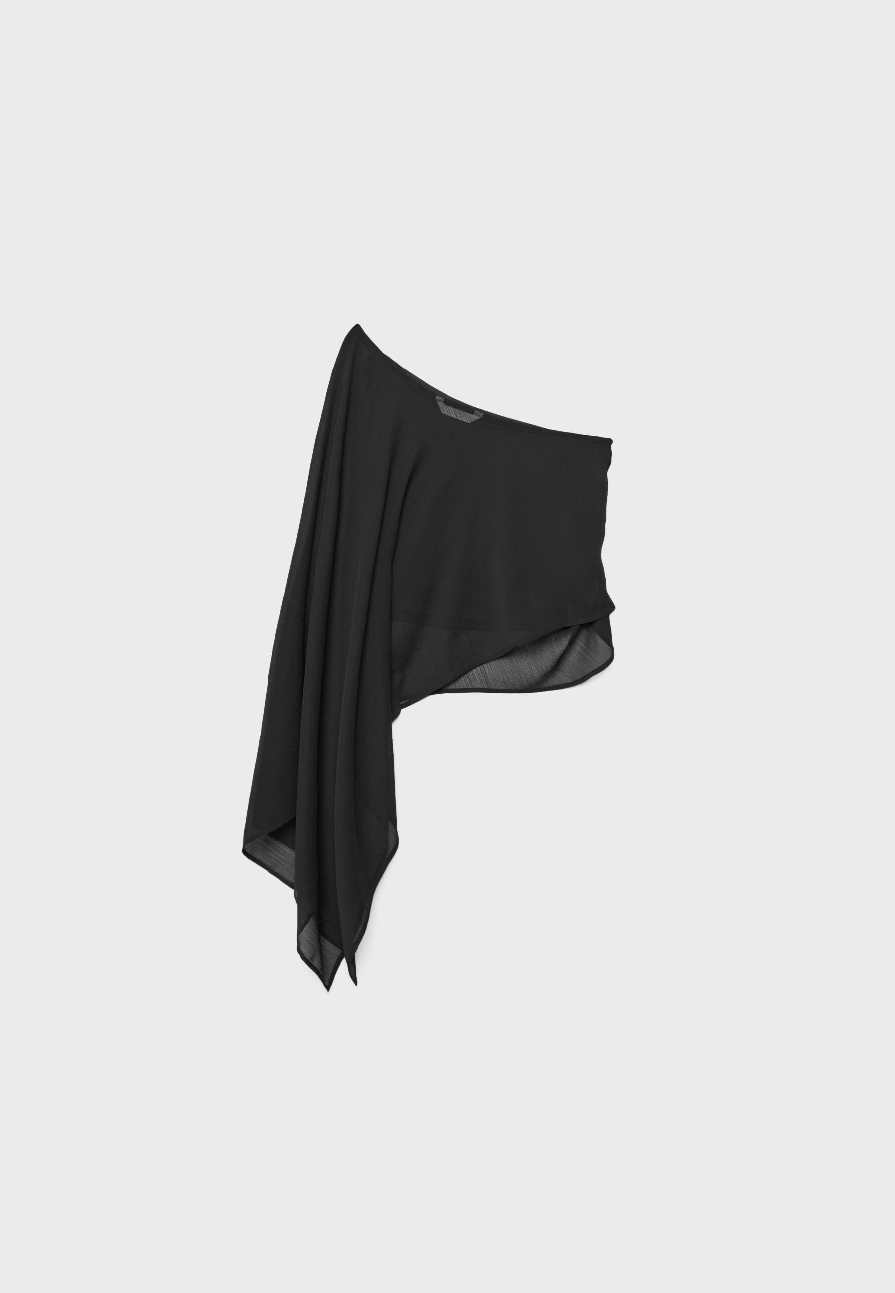 Asymmetric draped top — Black