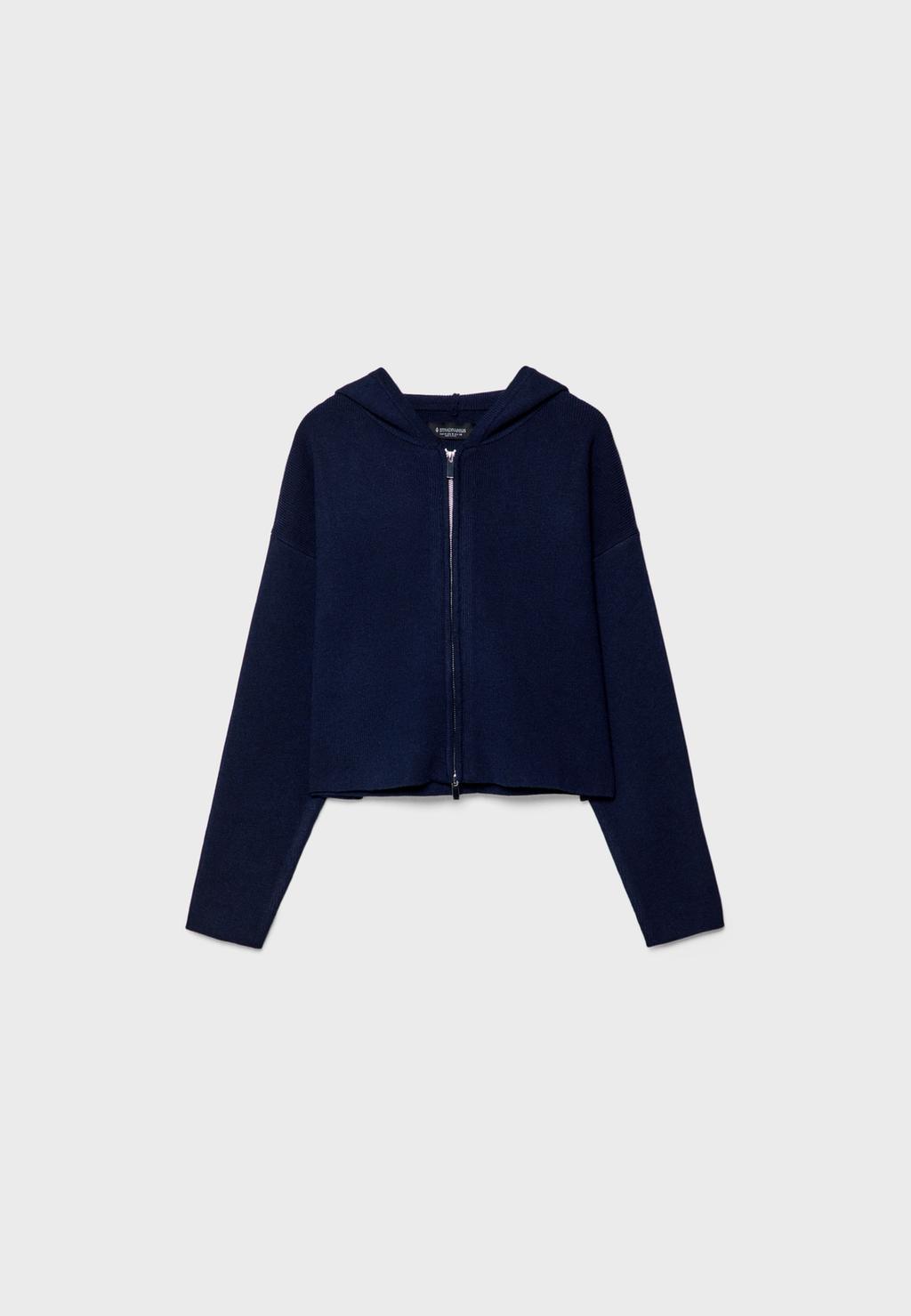 Chaqueta capucha punto cremallera