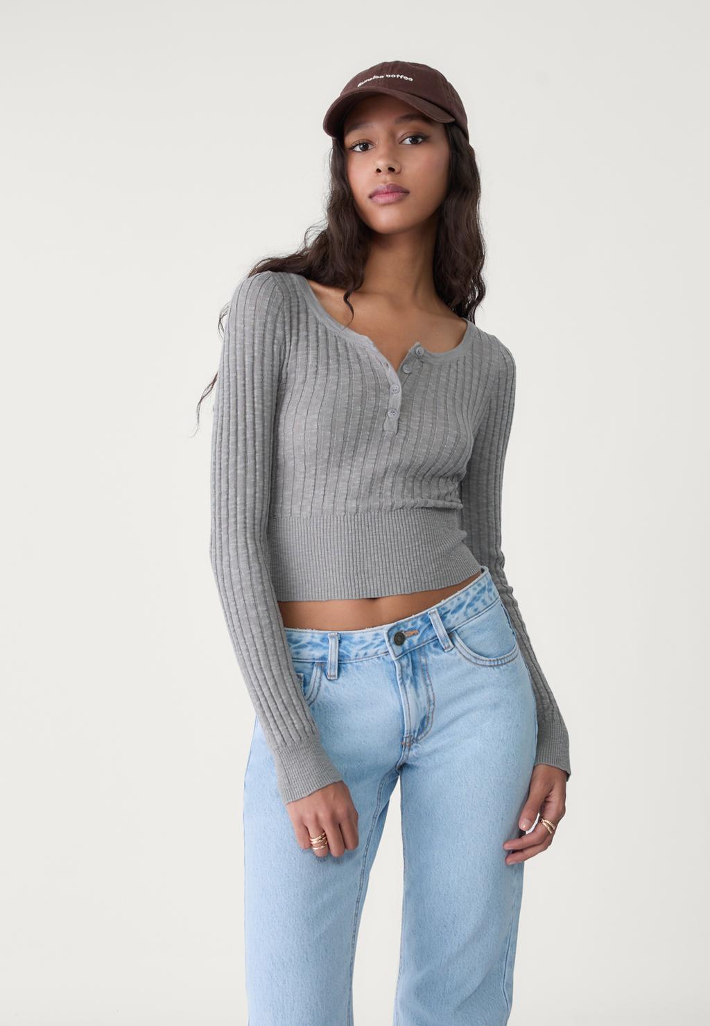 V-neck sweater with buttons