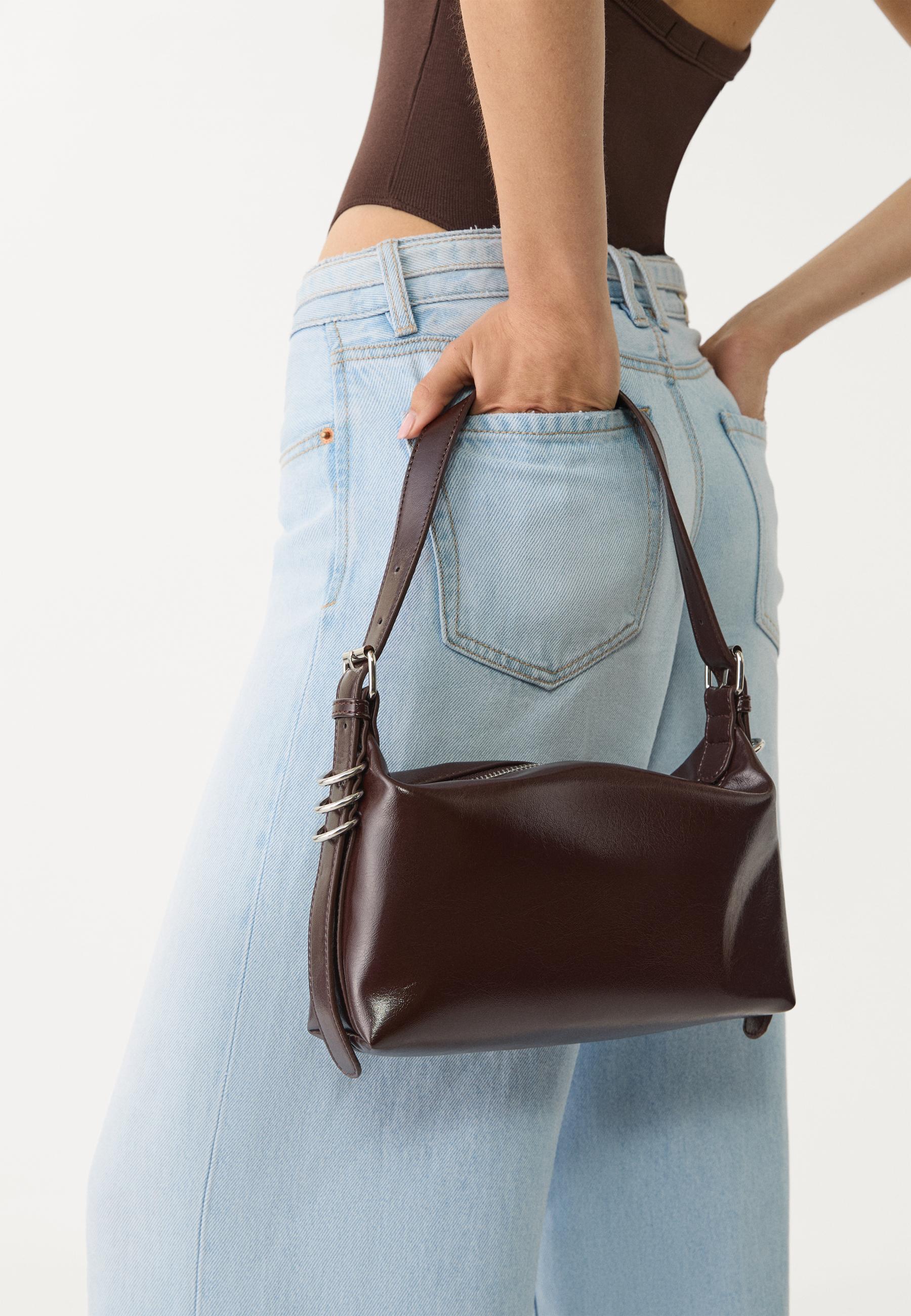 Shoulder bag with strap detail — Brown
