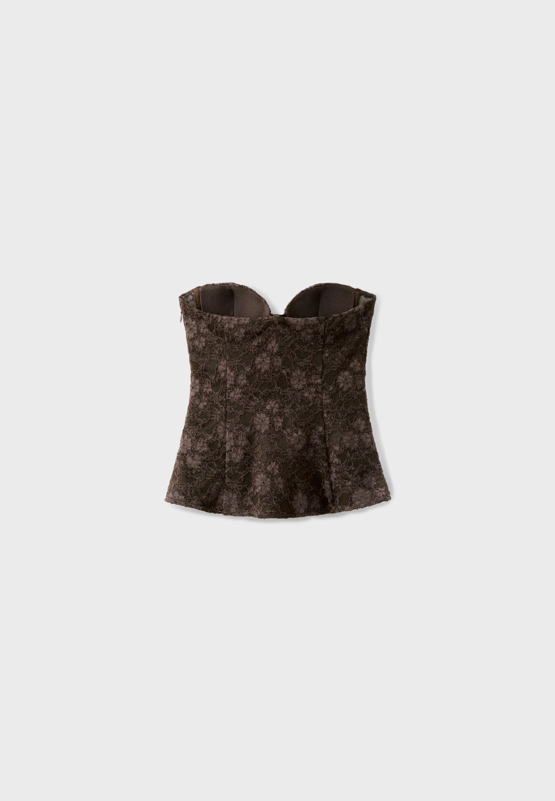 Fitted lace corset — Brown