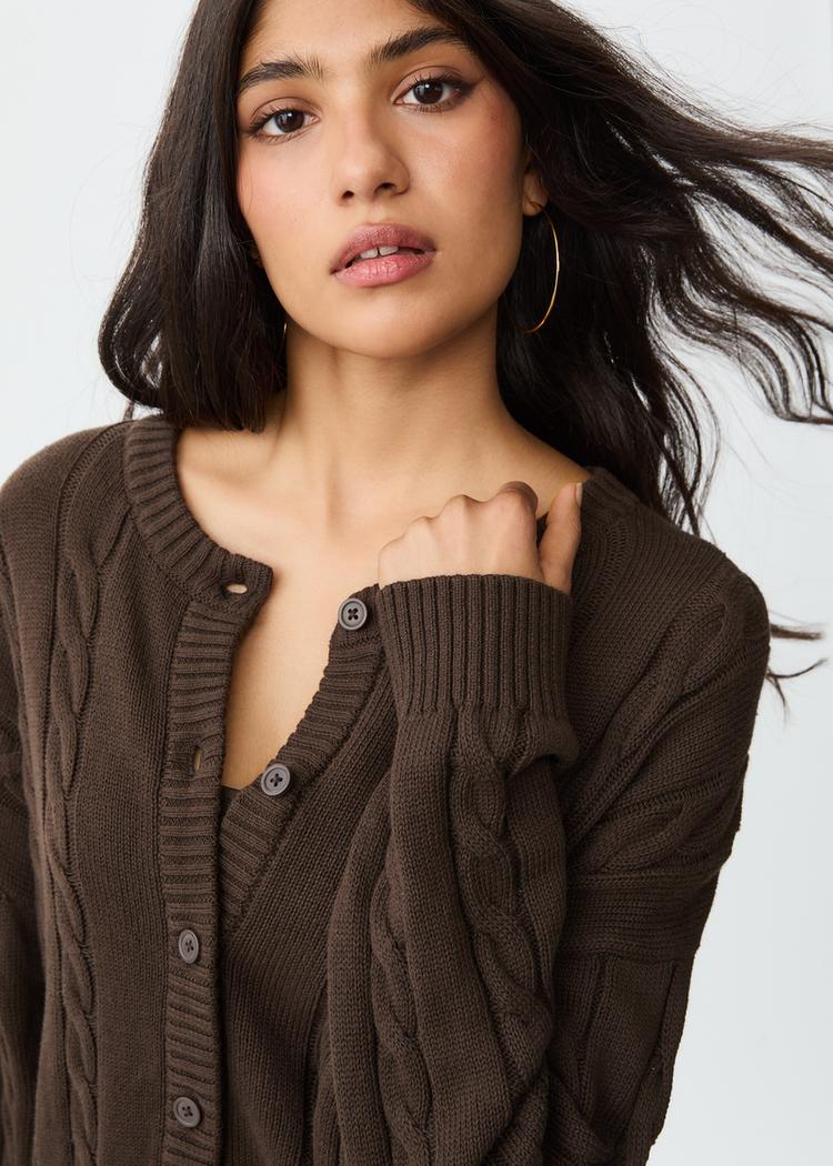 buttoned cable knit cardigan