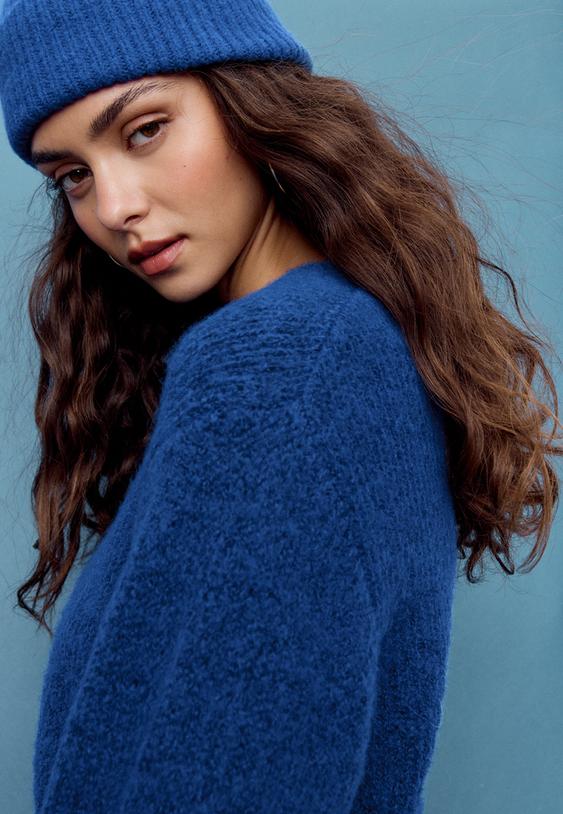 Stradivarius Pulover Din Tricot Moale La Atingere Albastru Electric L