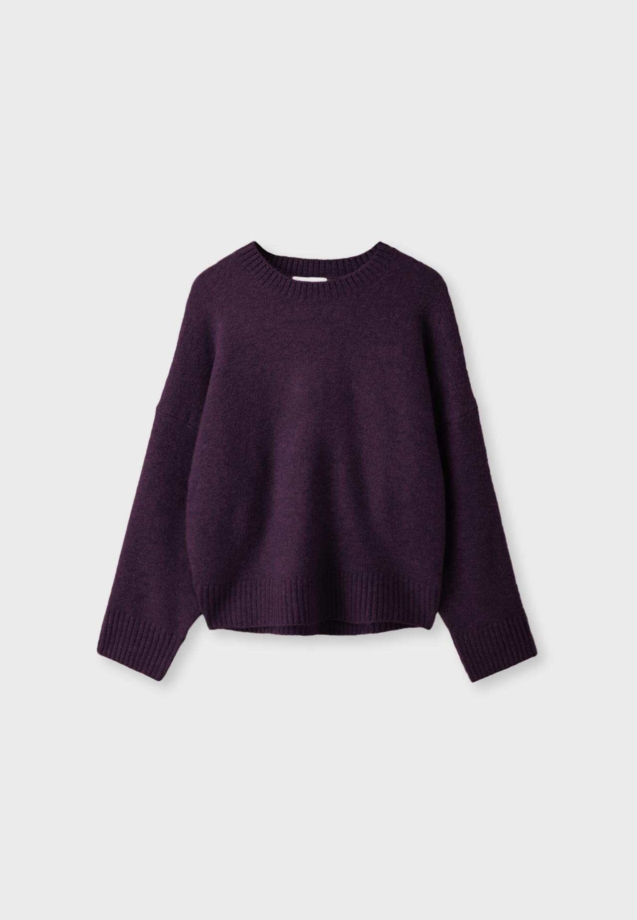 Soft-touch basic knit jumper — AUBERGINE