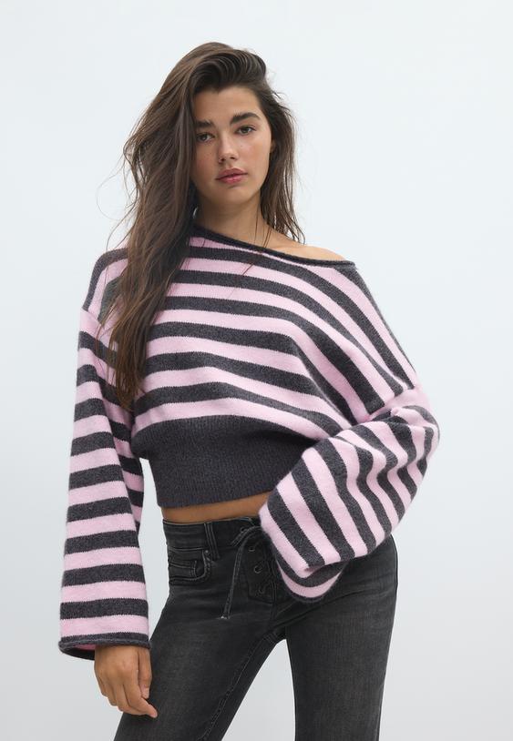 camisola de malha suave com faixa