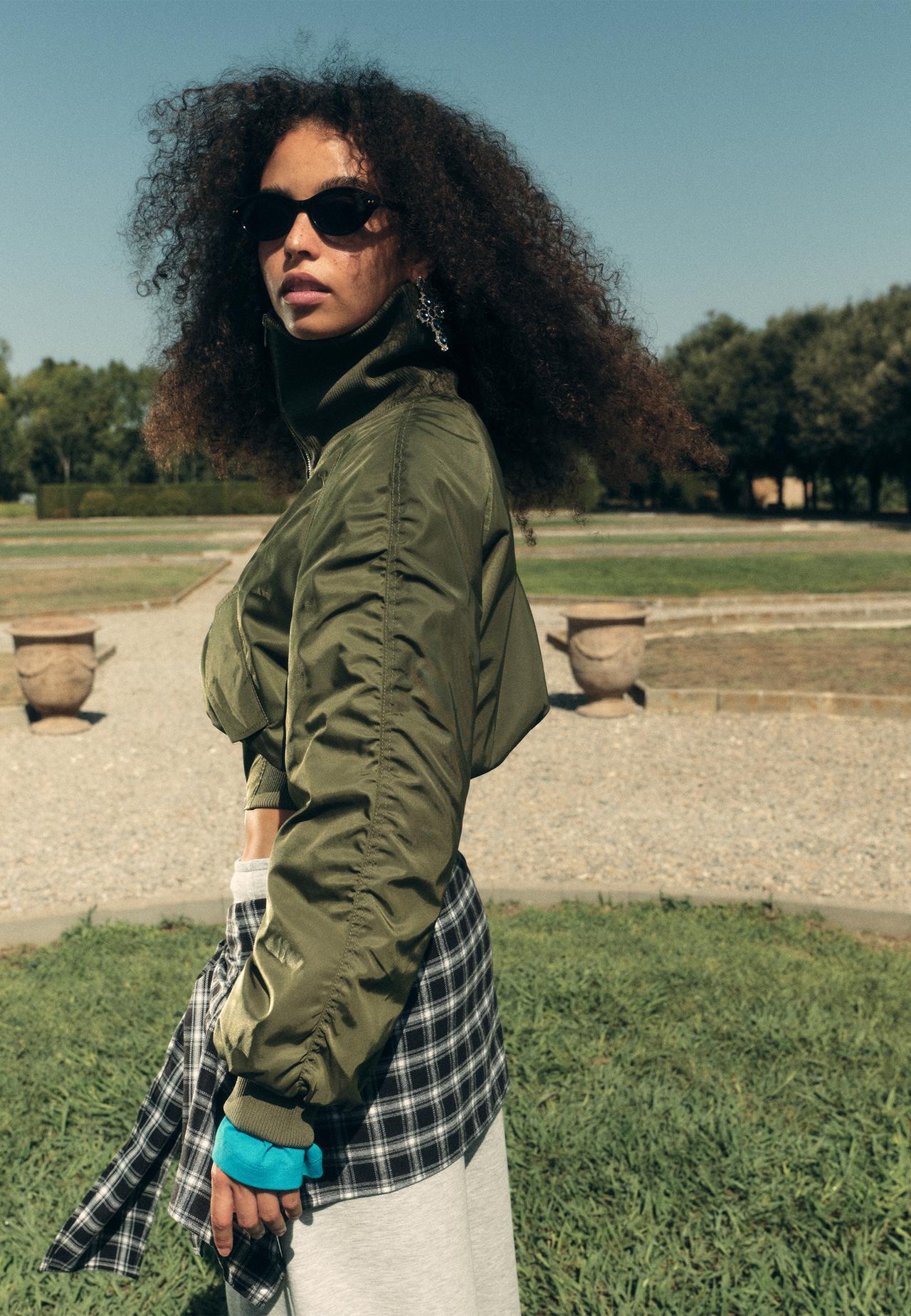 Corset-style bomber jacket — Khaki