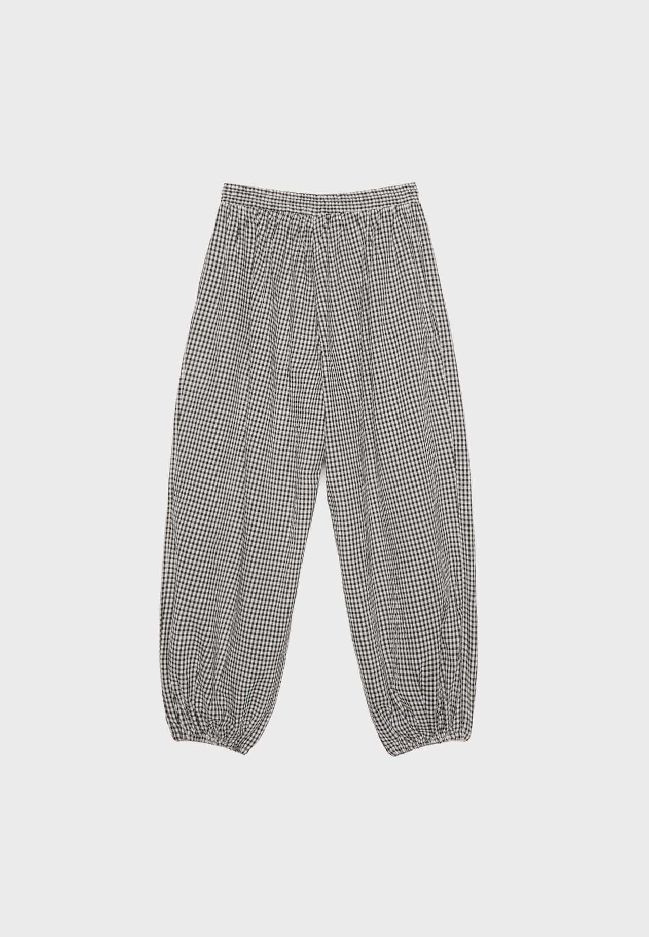 Check balloon trousers — Ecru