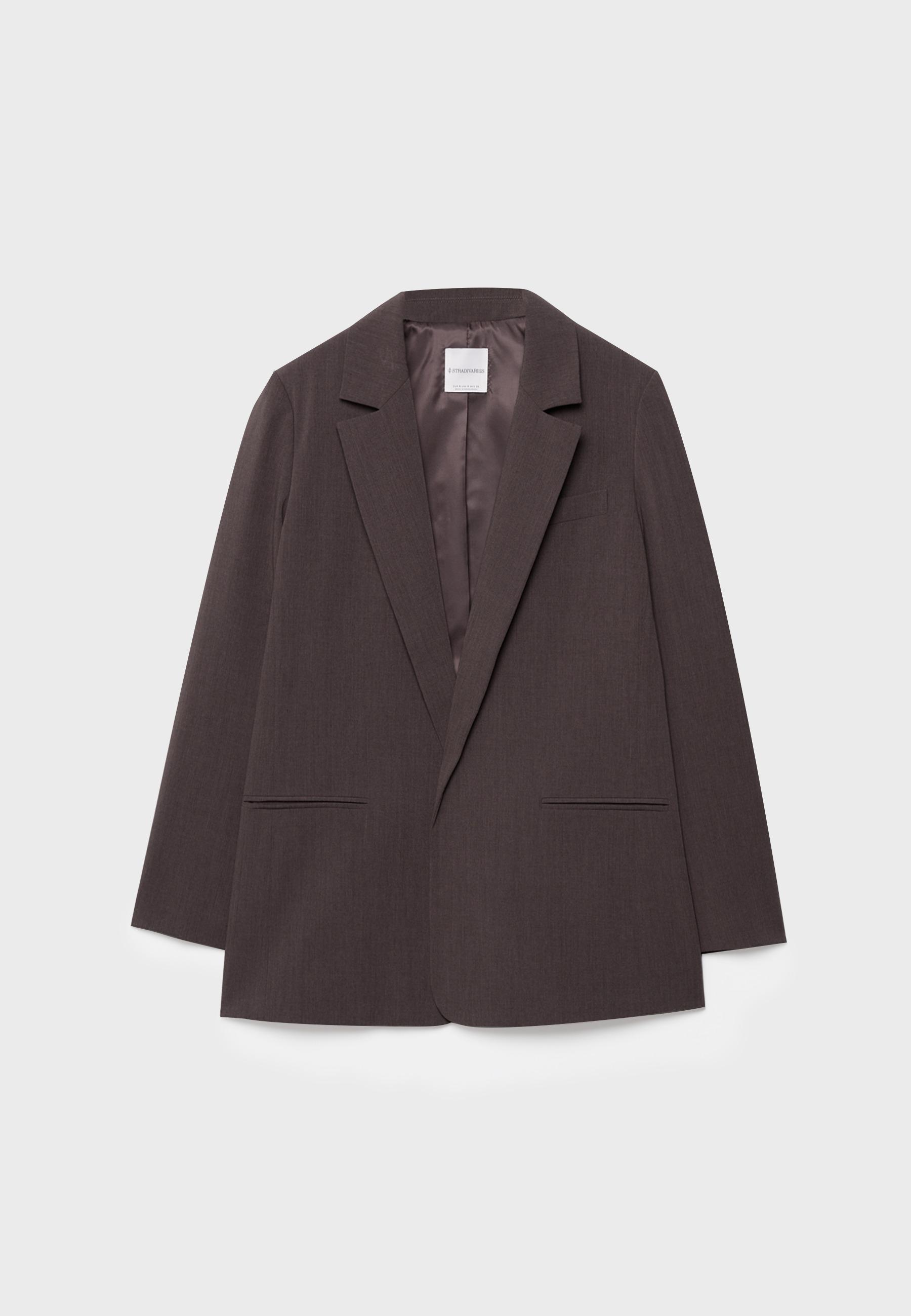 Striped open blazer — Brown