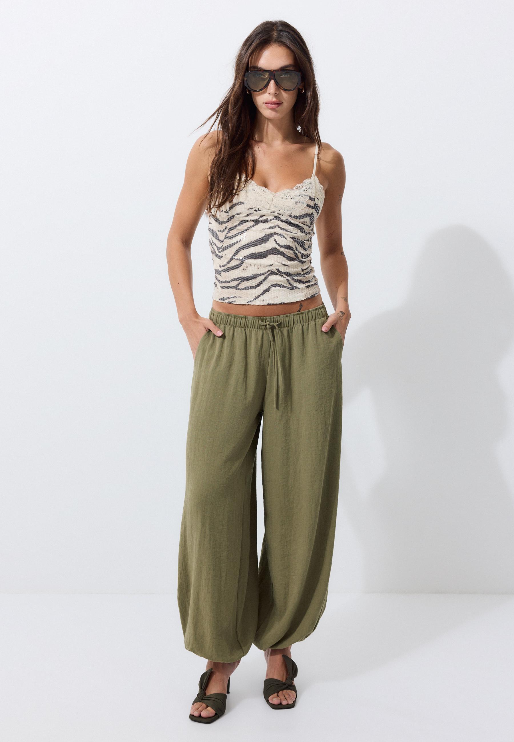 Flowy sarouel trousers — Khaki