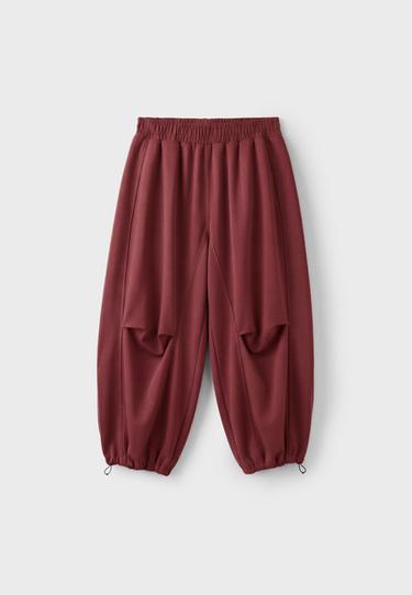 Balloon jogger trousers with stoppers — Dark red 7