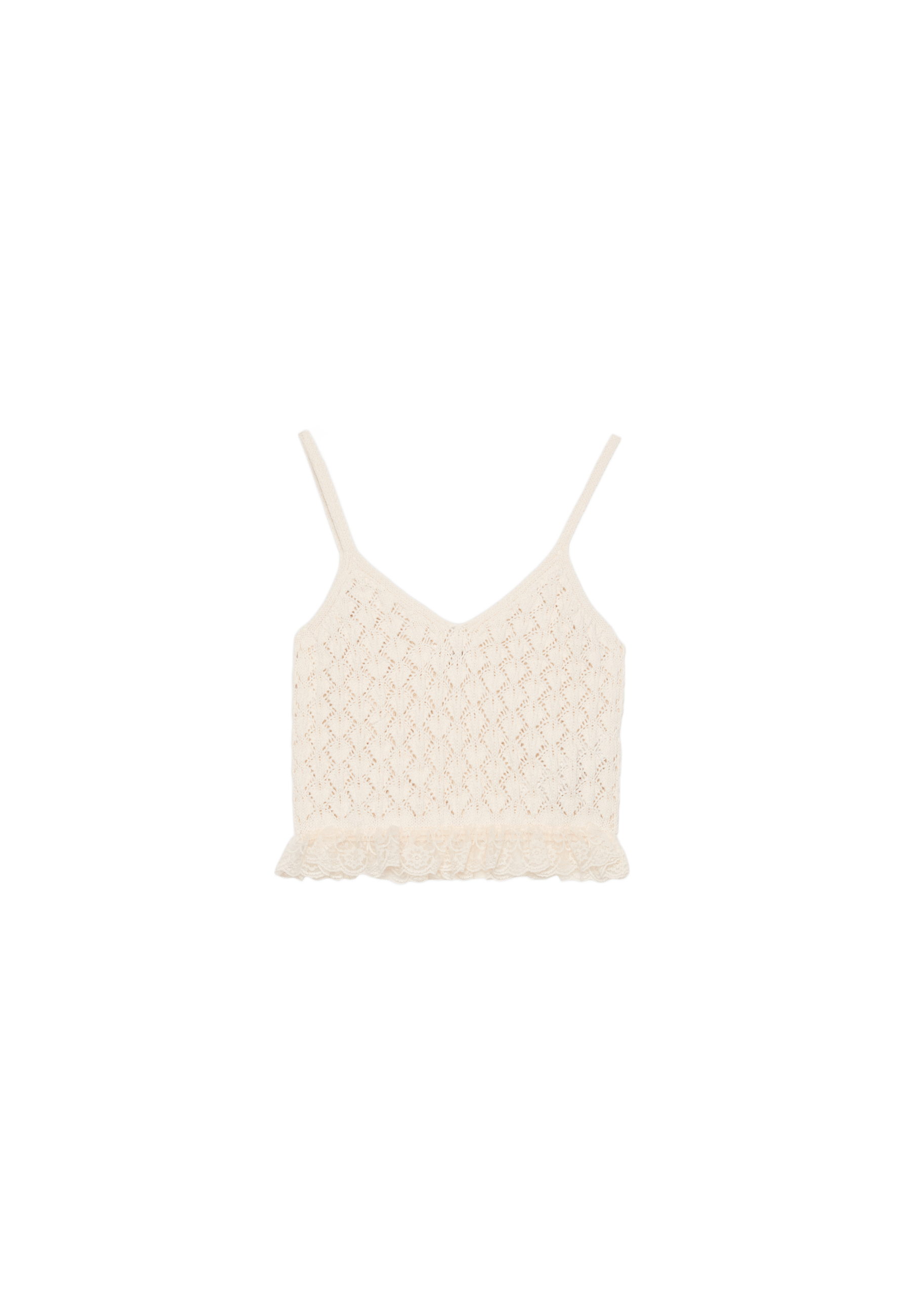 Mixed knit top — Vanilla