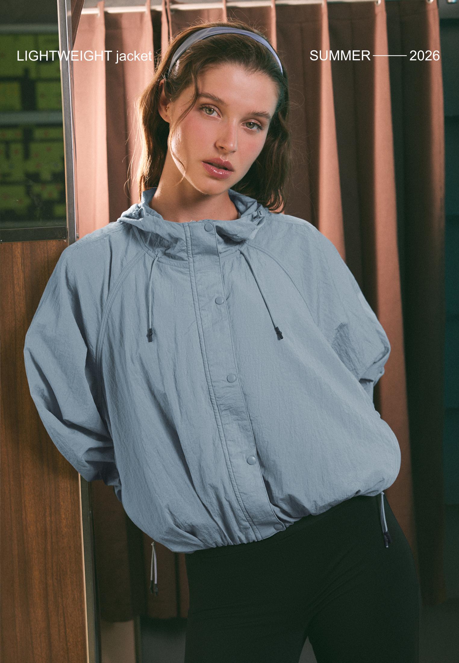 Gathered cropped jacket — Sky blue