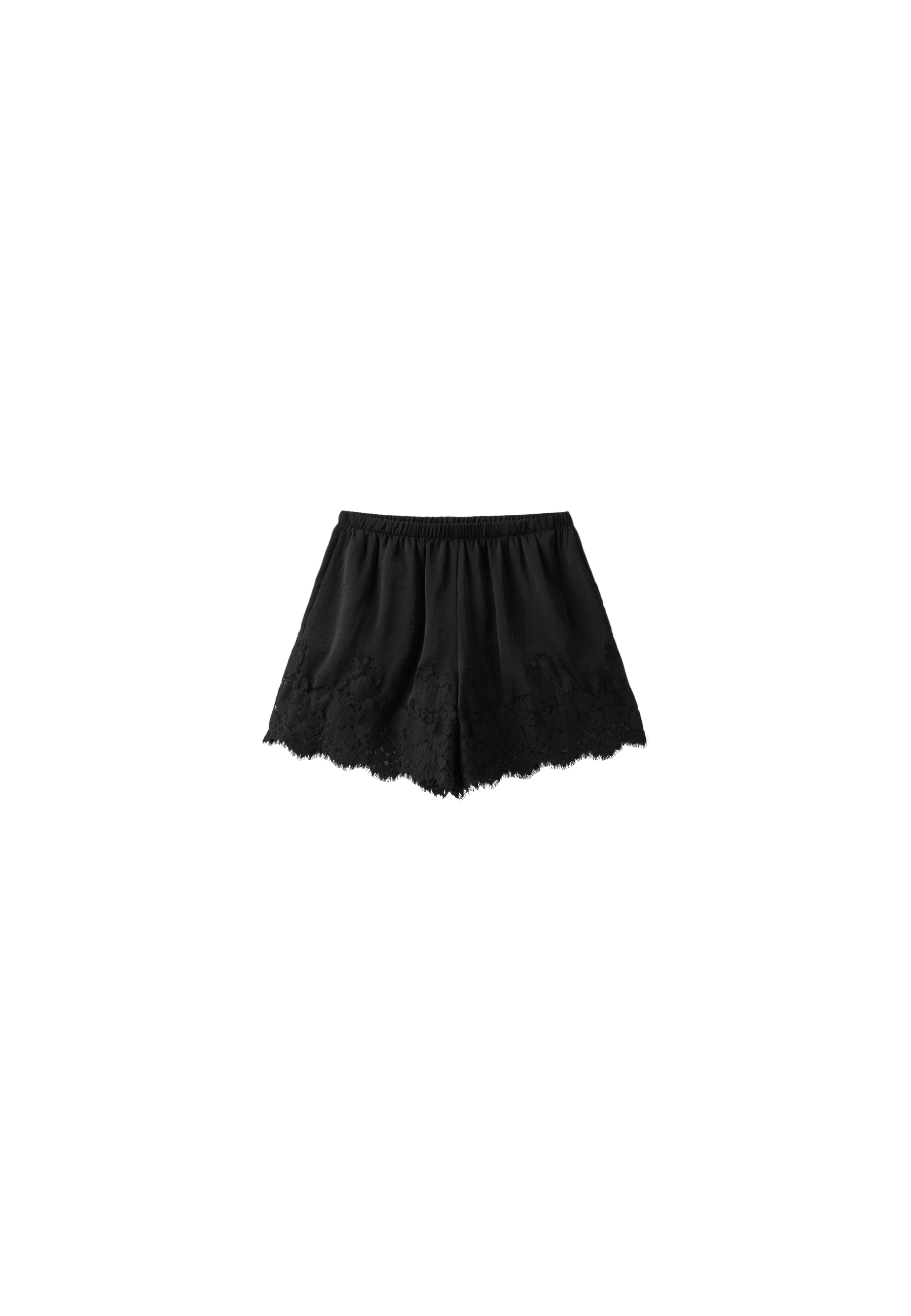 Satin lace shorts — Black