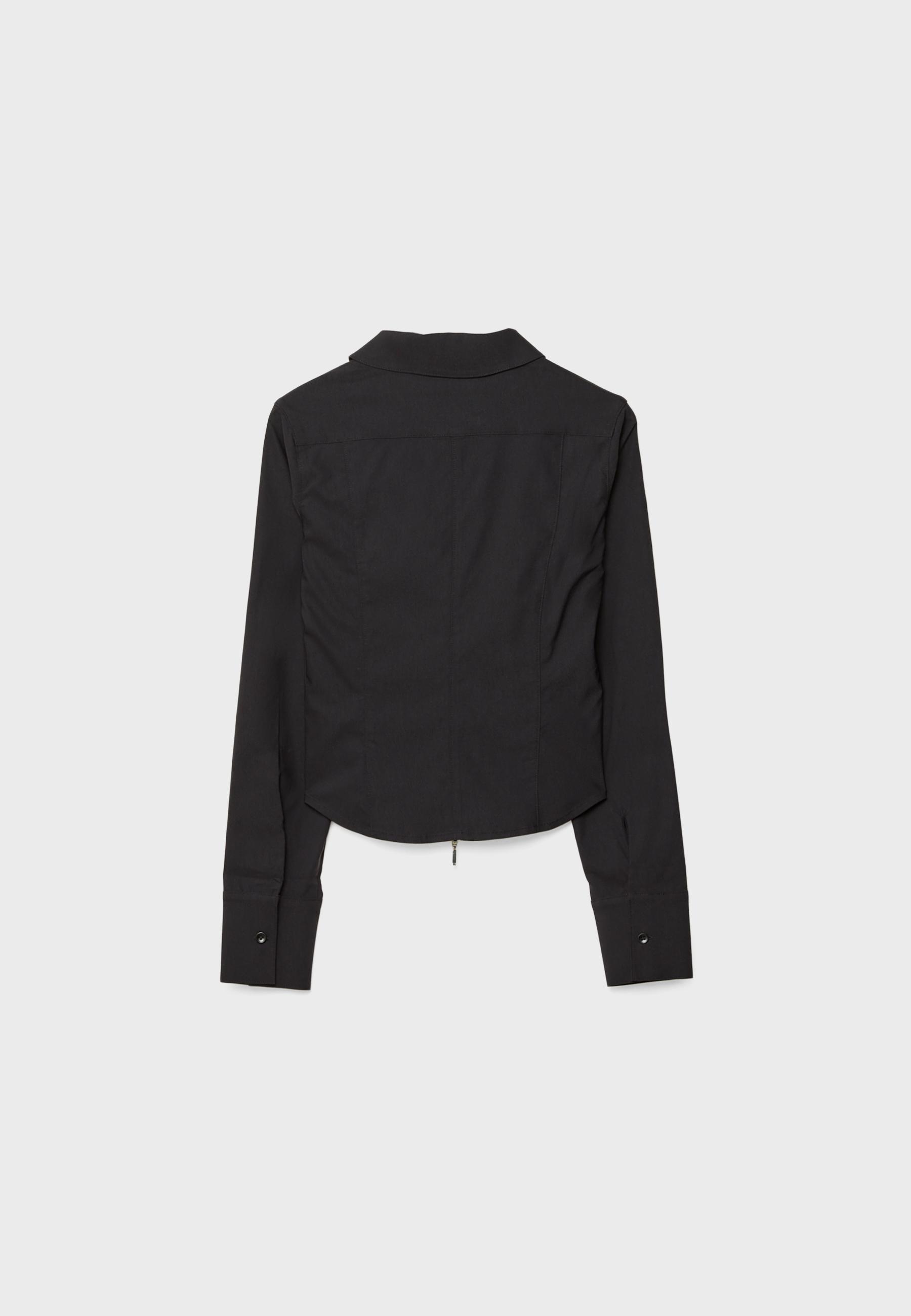 Fitted shirt with zip — Black