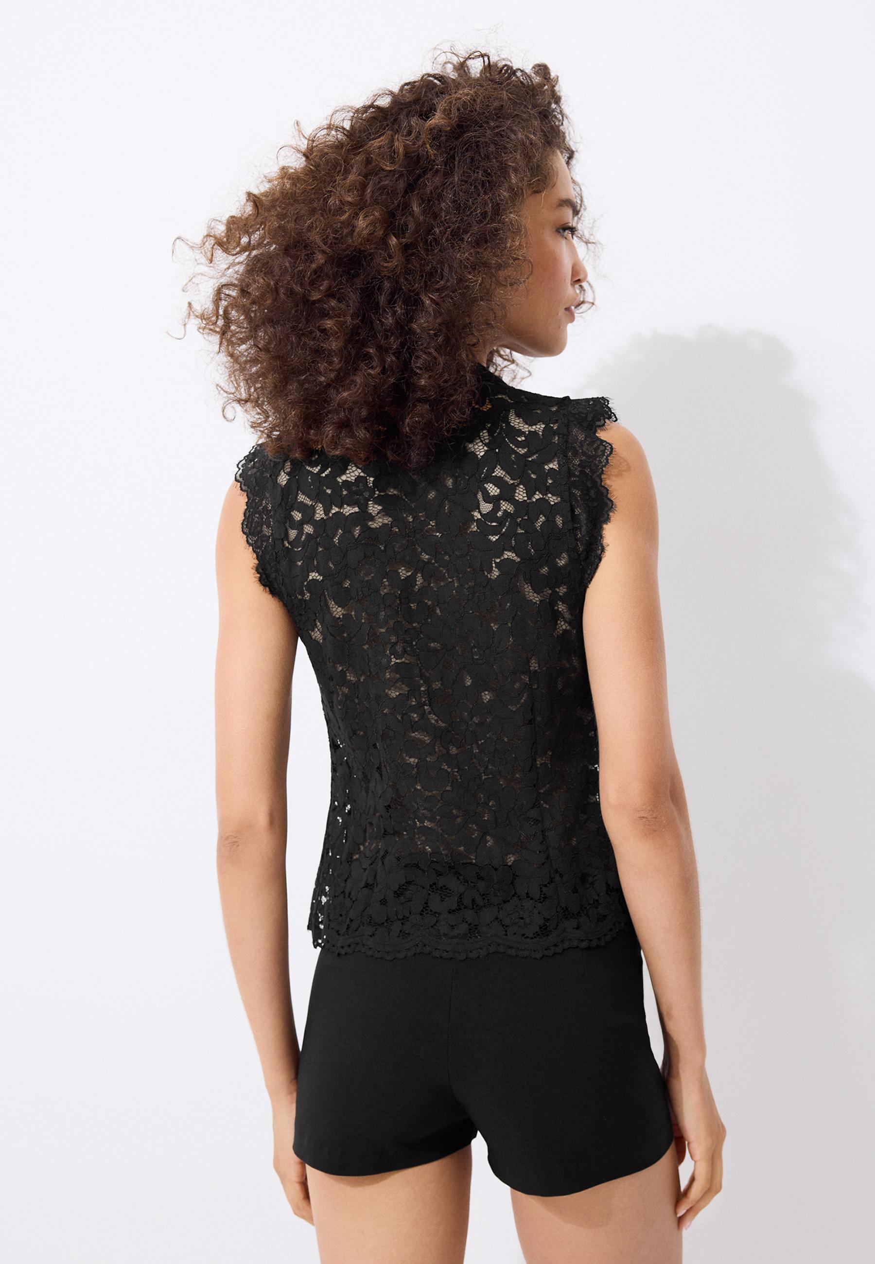 Lace toggle top — Black