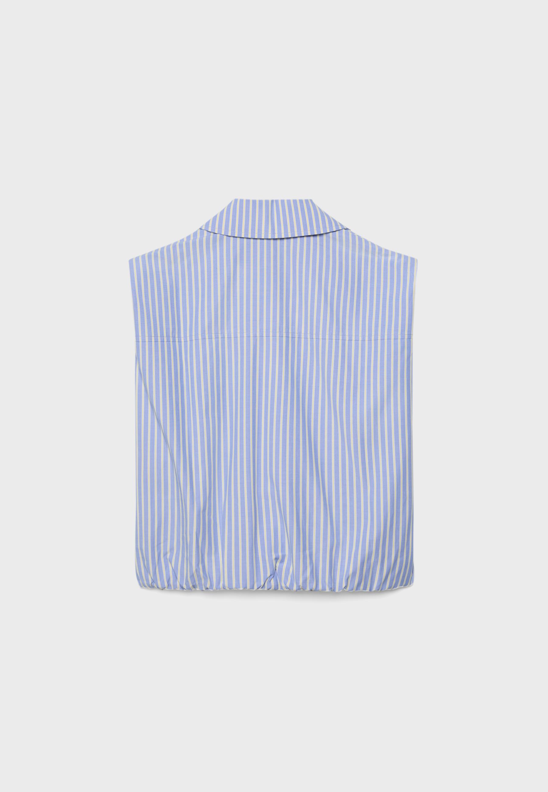 Sleeveless balloon zip shirt — Blue