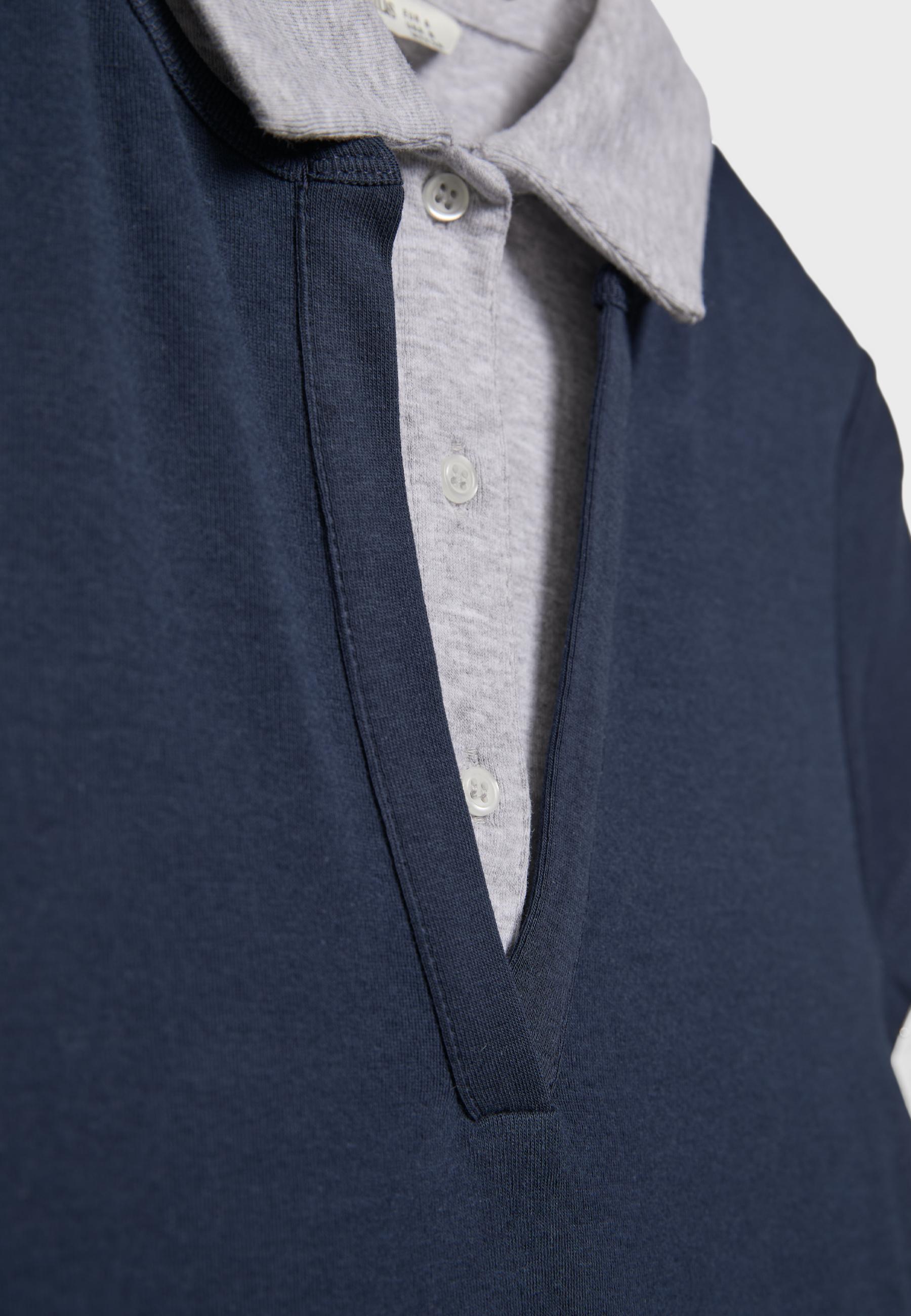 Double-layer short sleeve polo T-shirt — Navy blue
