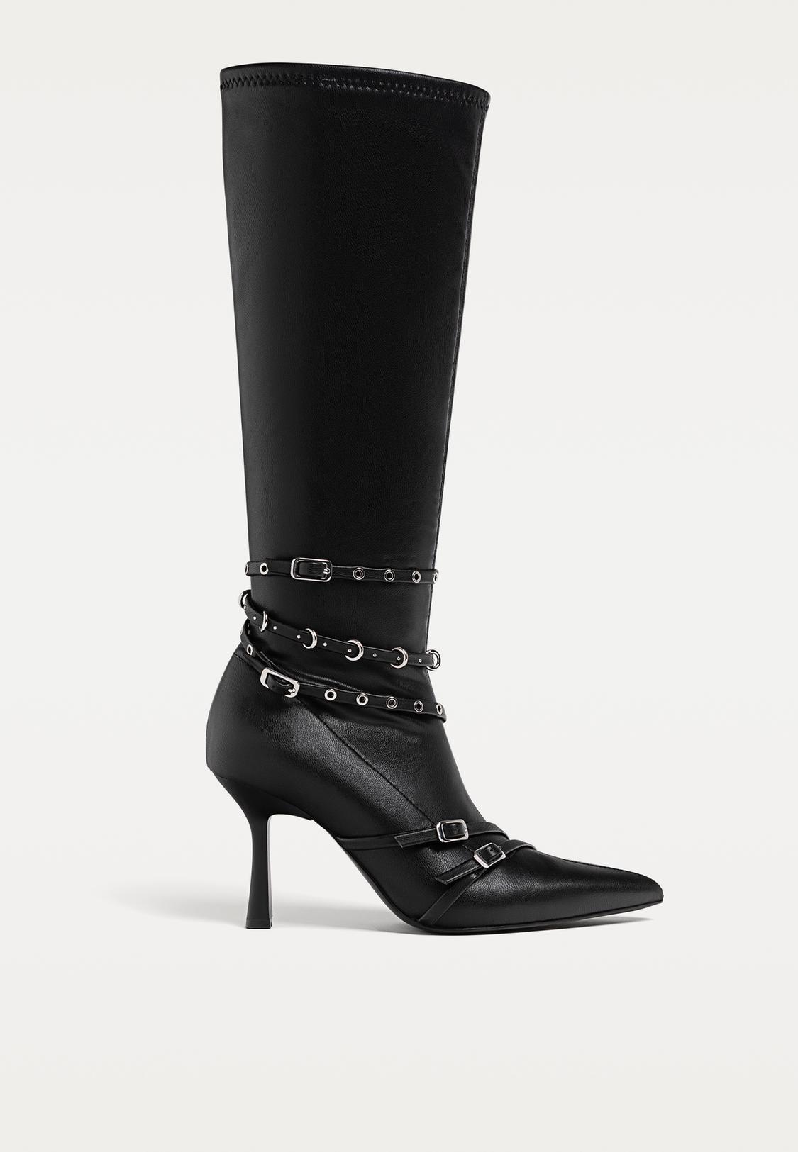 Stiletto Heeled Buckle Boots Knee-high Boots With Buckles Women's