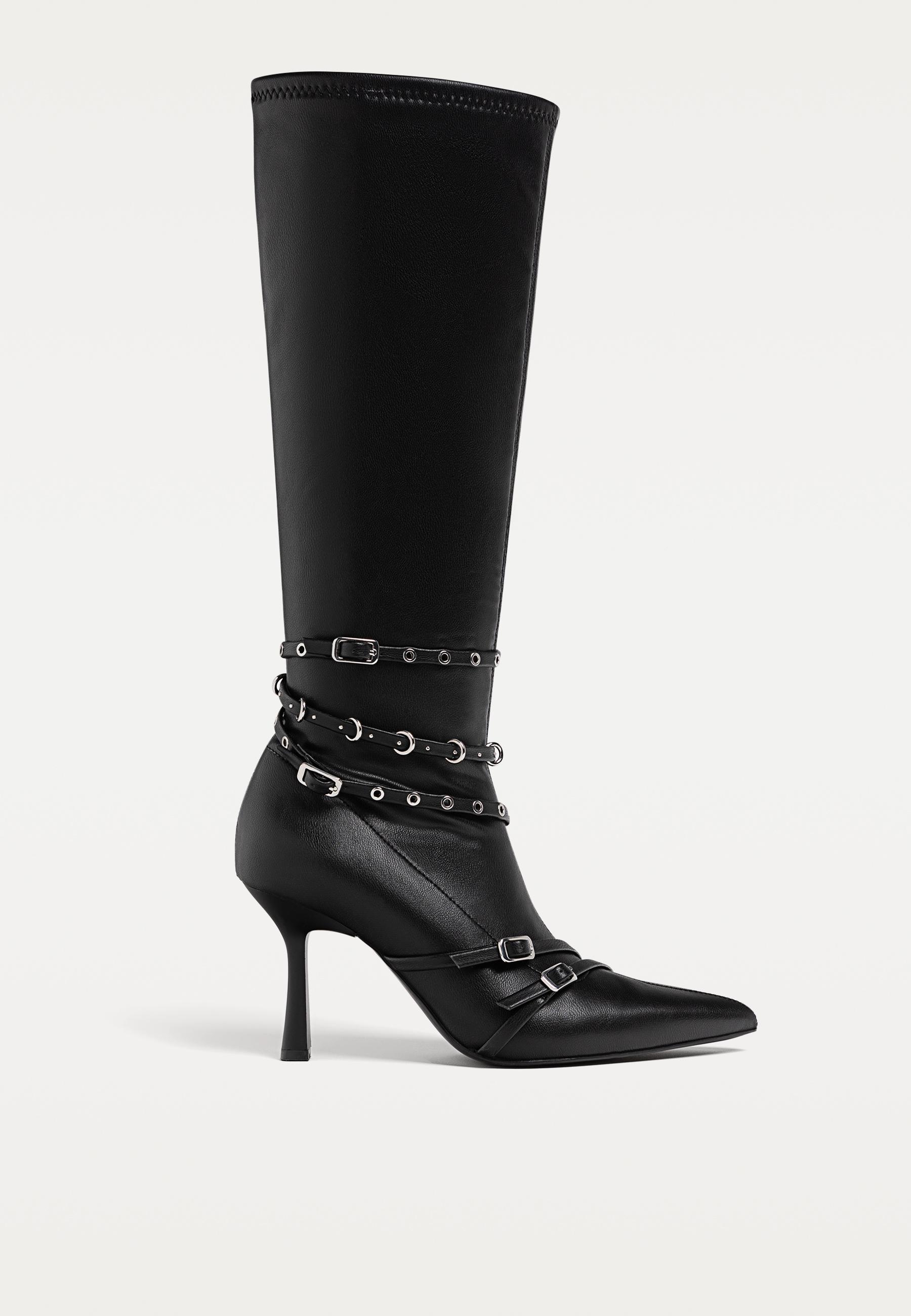 Knee-high boots with buckles - Women's fashion | Stradivarius Turkey