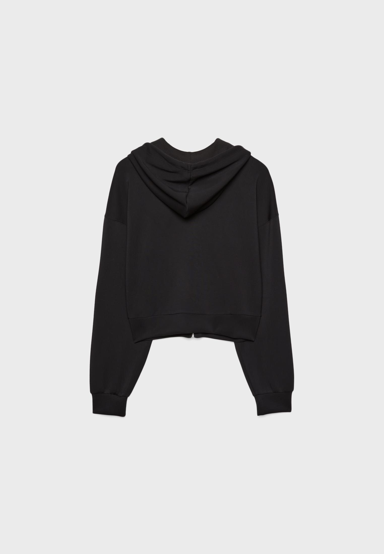 Soft-feel zip-up sweatshirt — Black