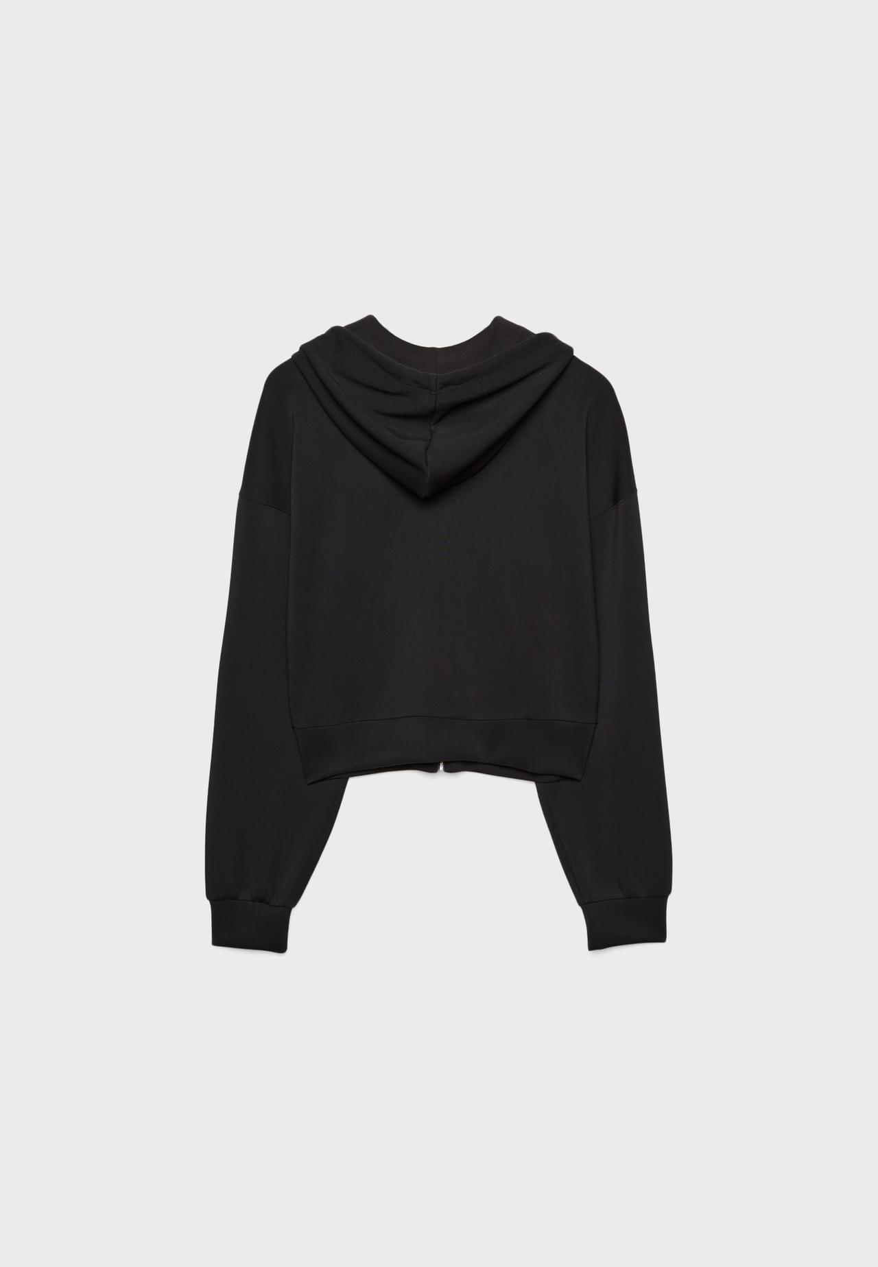 Soft-touch zip-up sweatshirt — Black