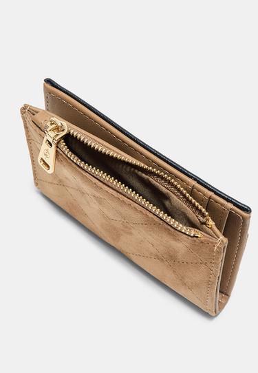 Quilted compact card holder purse — Pale camel 2
