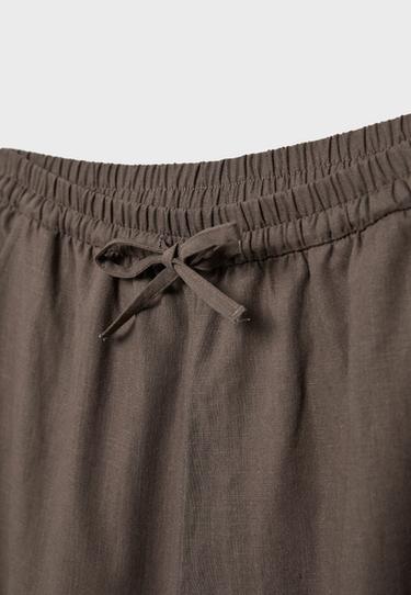 Linen-effect sarouel trousers — Brown 9