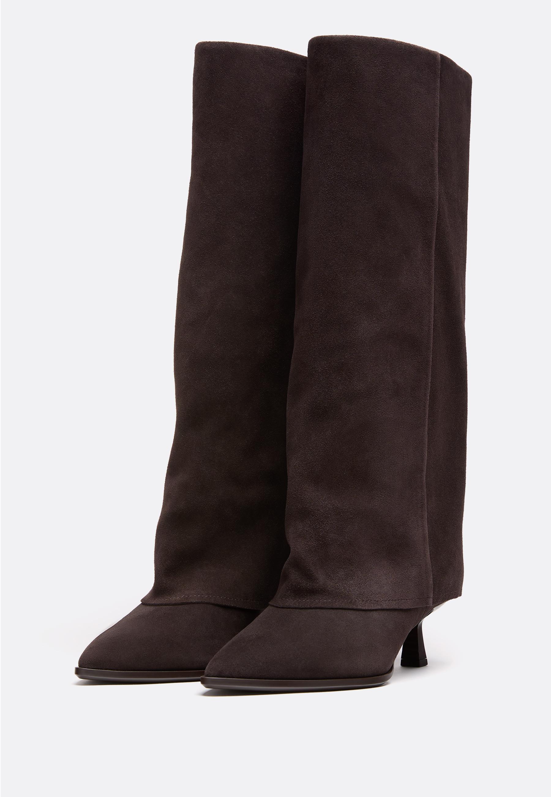 Stradivarius Δερμάτινες Μπότες Joots Με Kitten Heel Καφέ 40