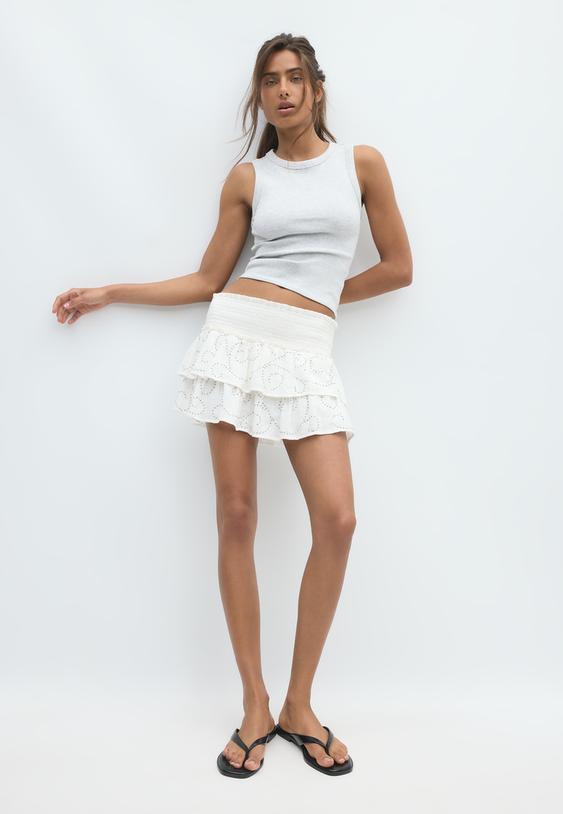 mini ruffled shimmery skort