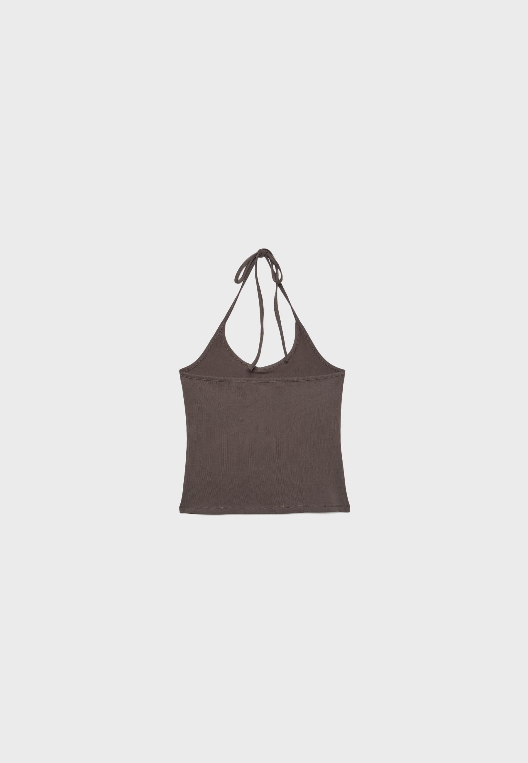Knit halter top — Brown