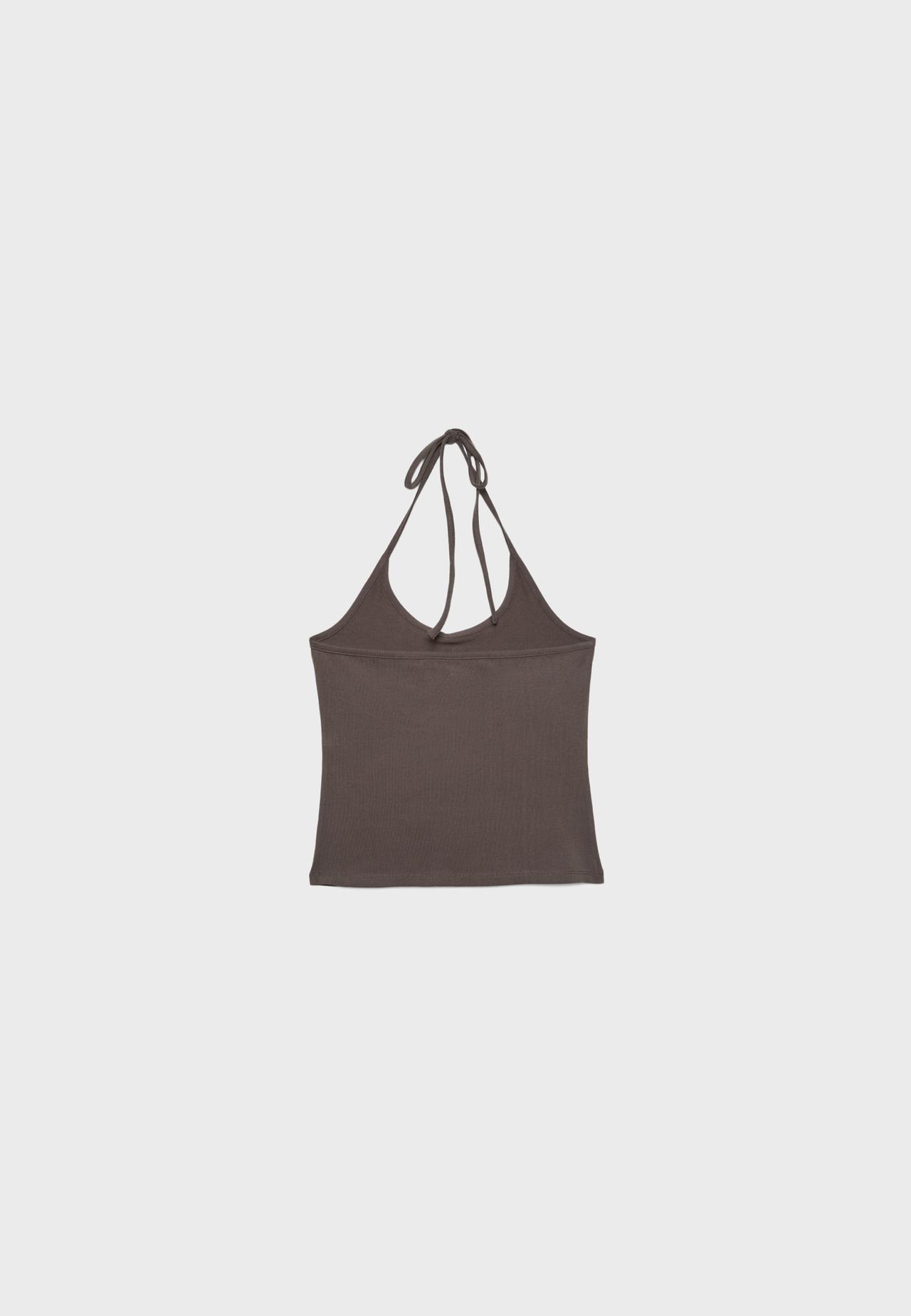 Knit halter top — Brown