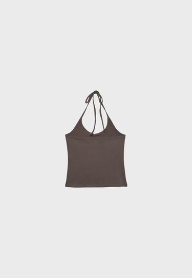 Knit halter top — Brown 7