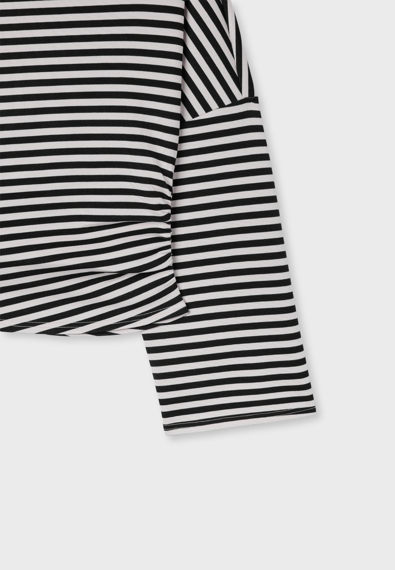 Asymmetric soft-touch ruched sweatshirt — Stone