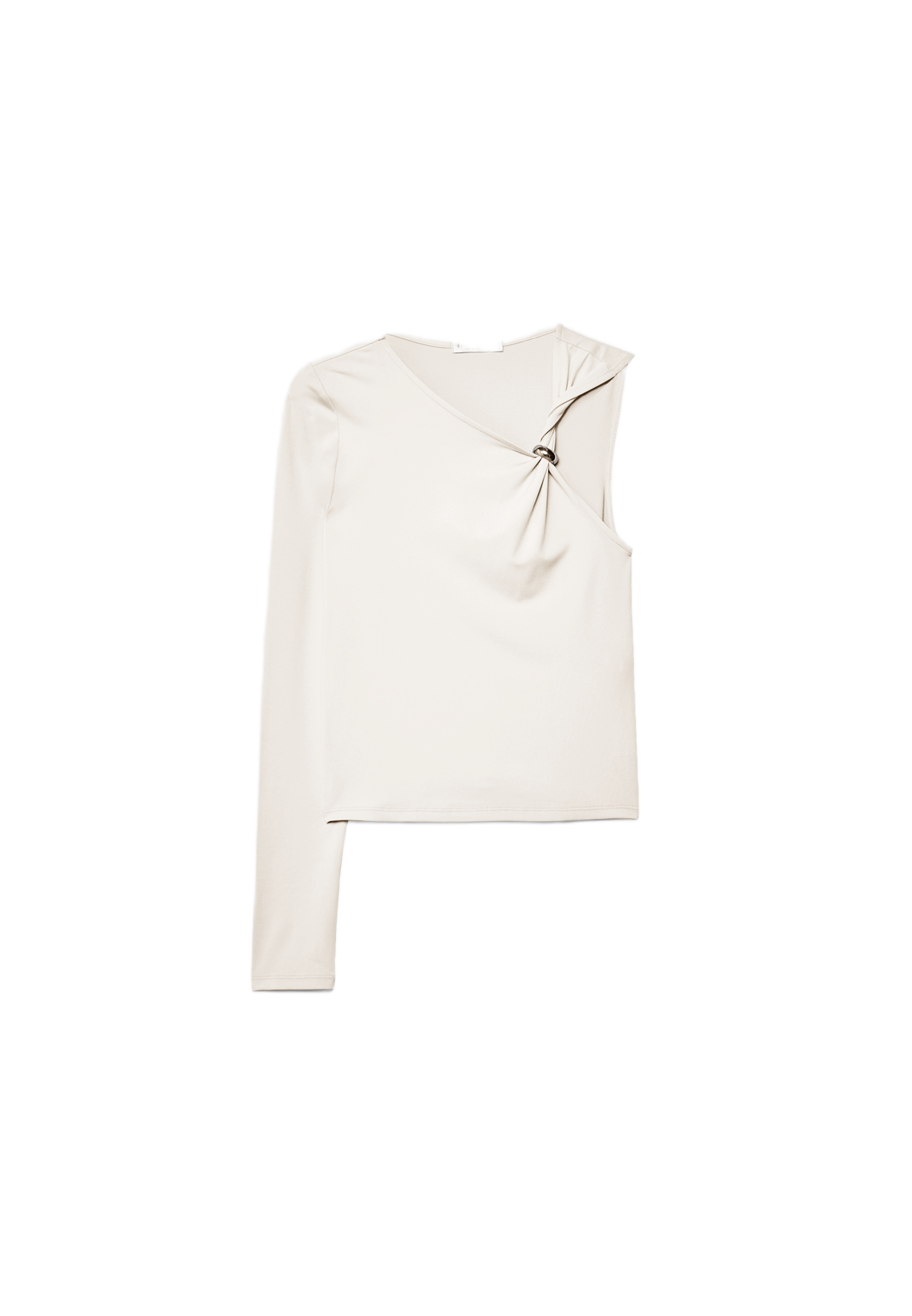 Asymmetric T-shirt with metal buckle — Ecru