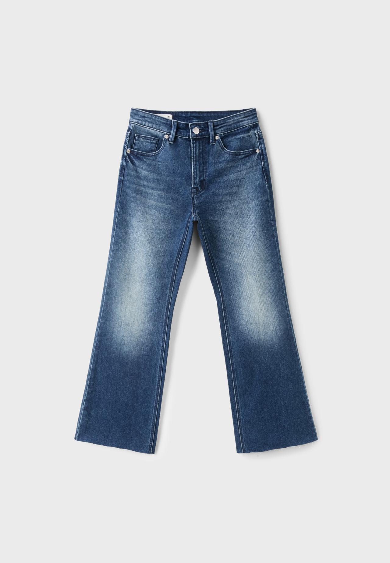 D78 cropped bell bottom jeans — MEDIUM BLUE DENIM