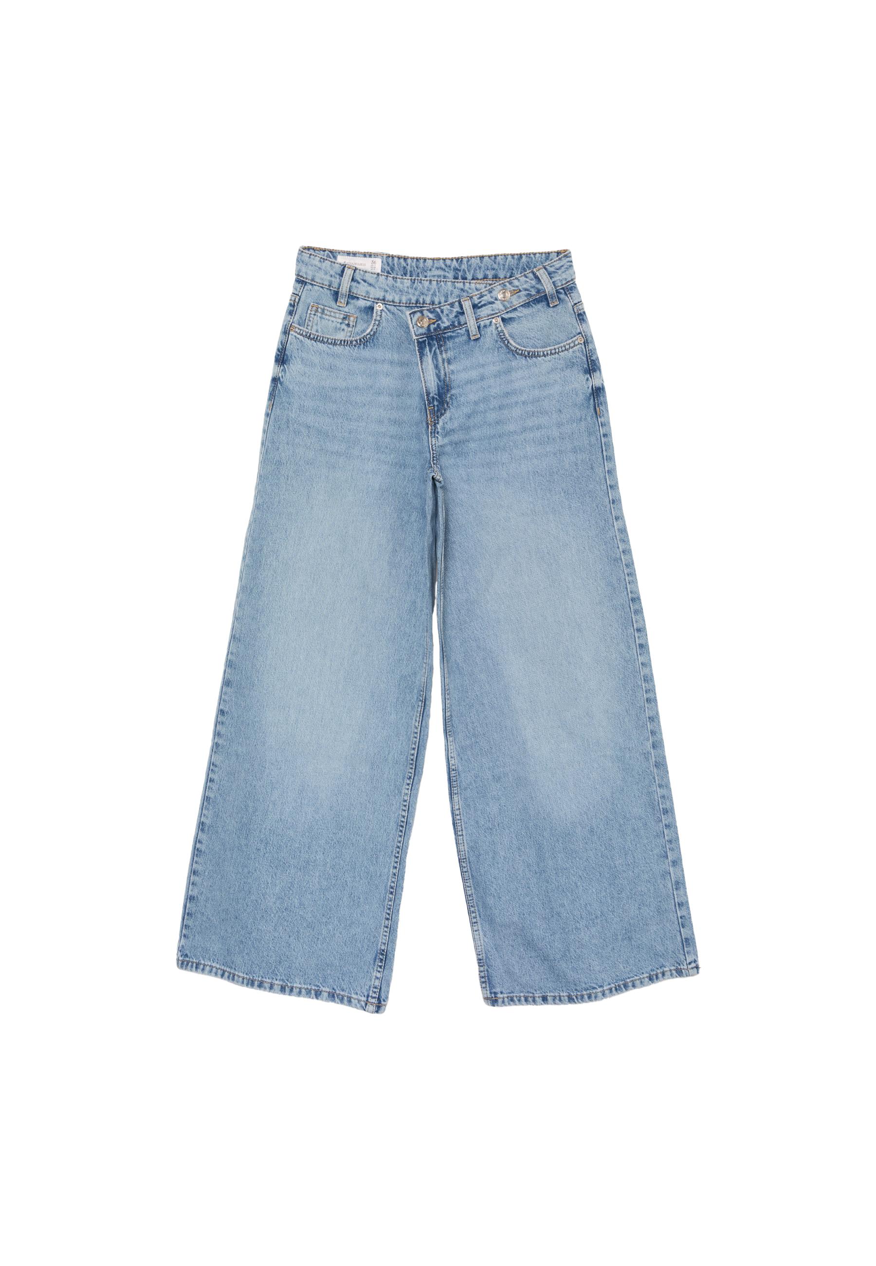 Crossover-waist jeans — MEDIUM LIGHT BLUE DENIM