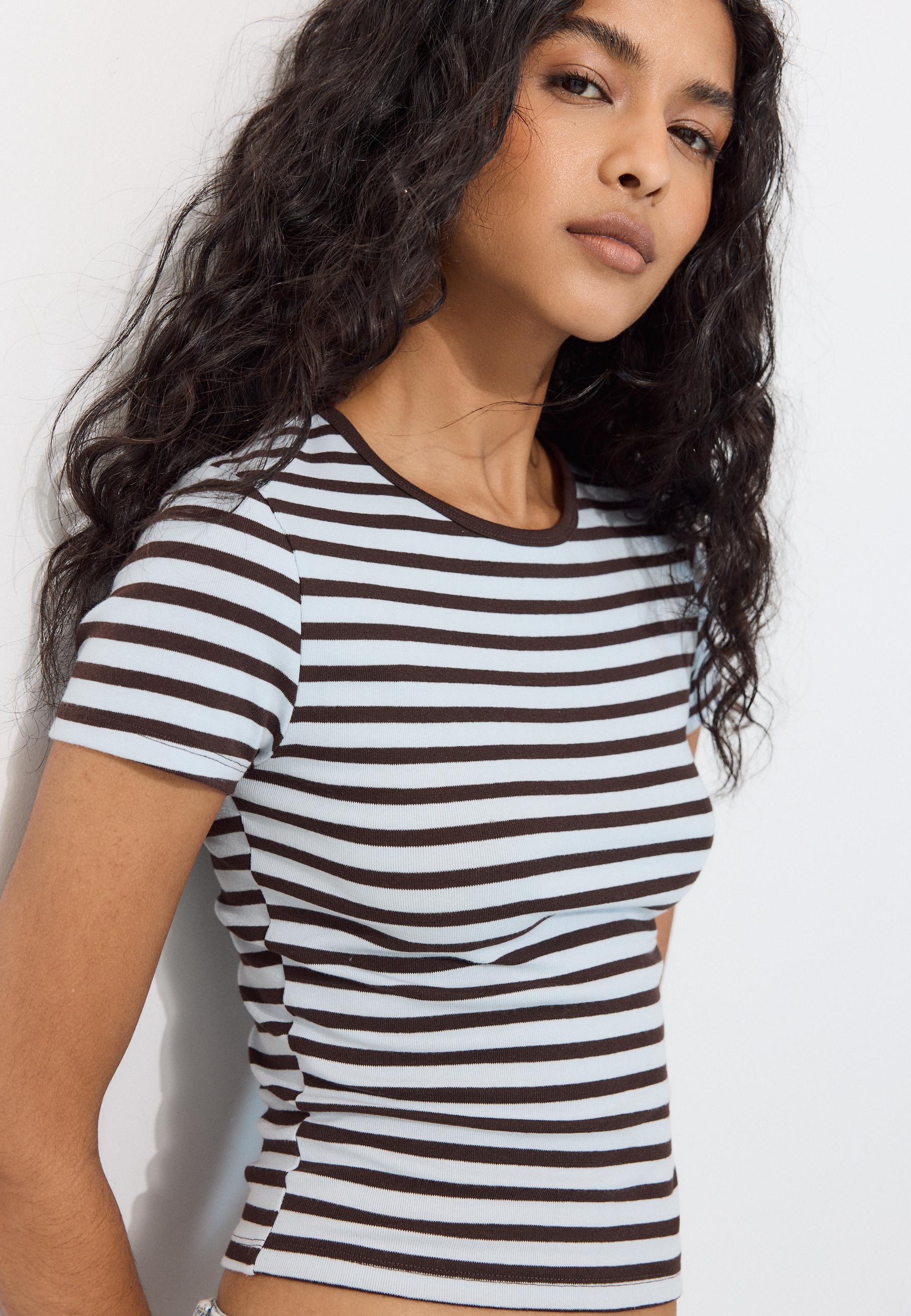 Basic slim fit striped T-shirt — Royal blue