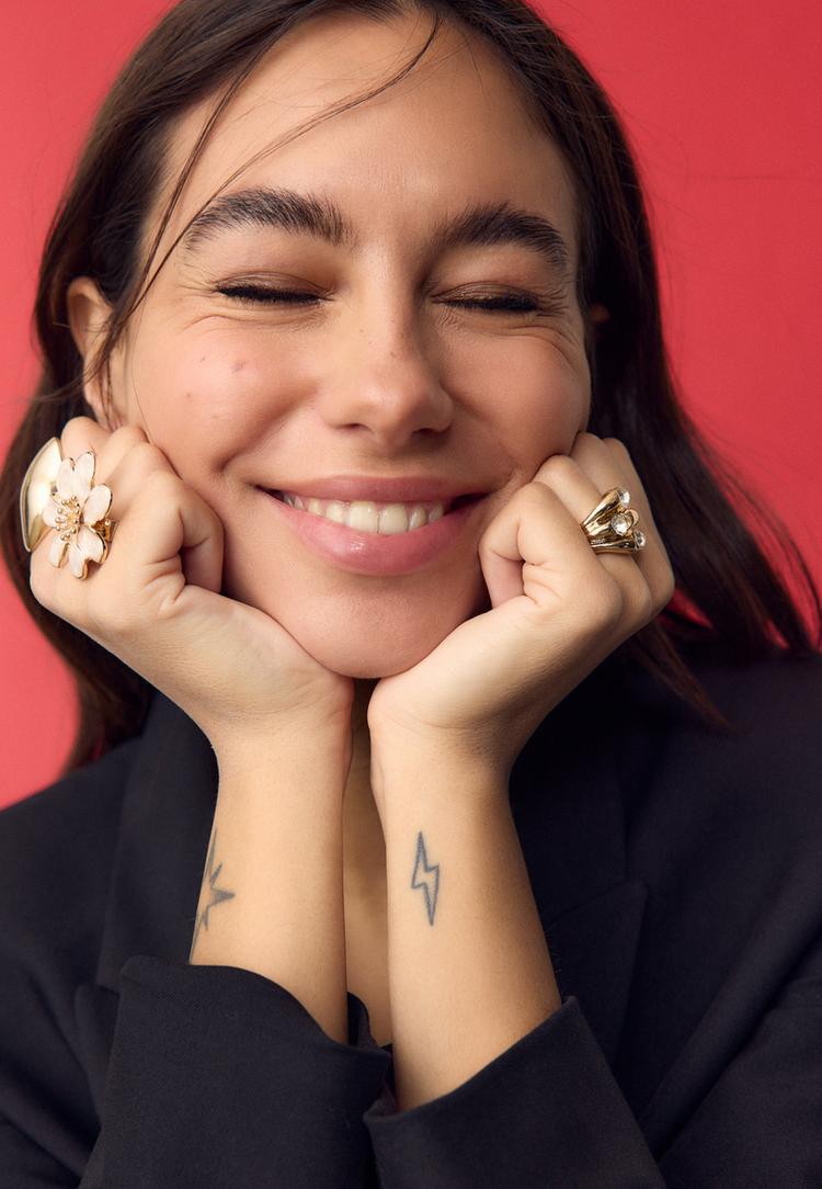 conjunto de 3 aneis flor esmaltada