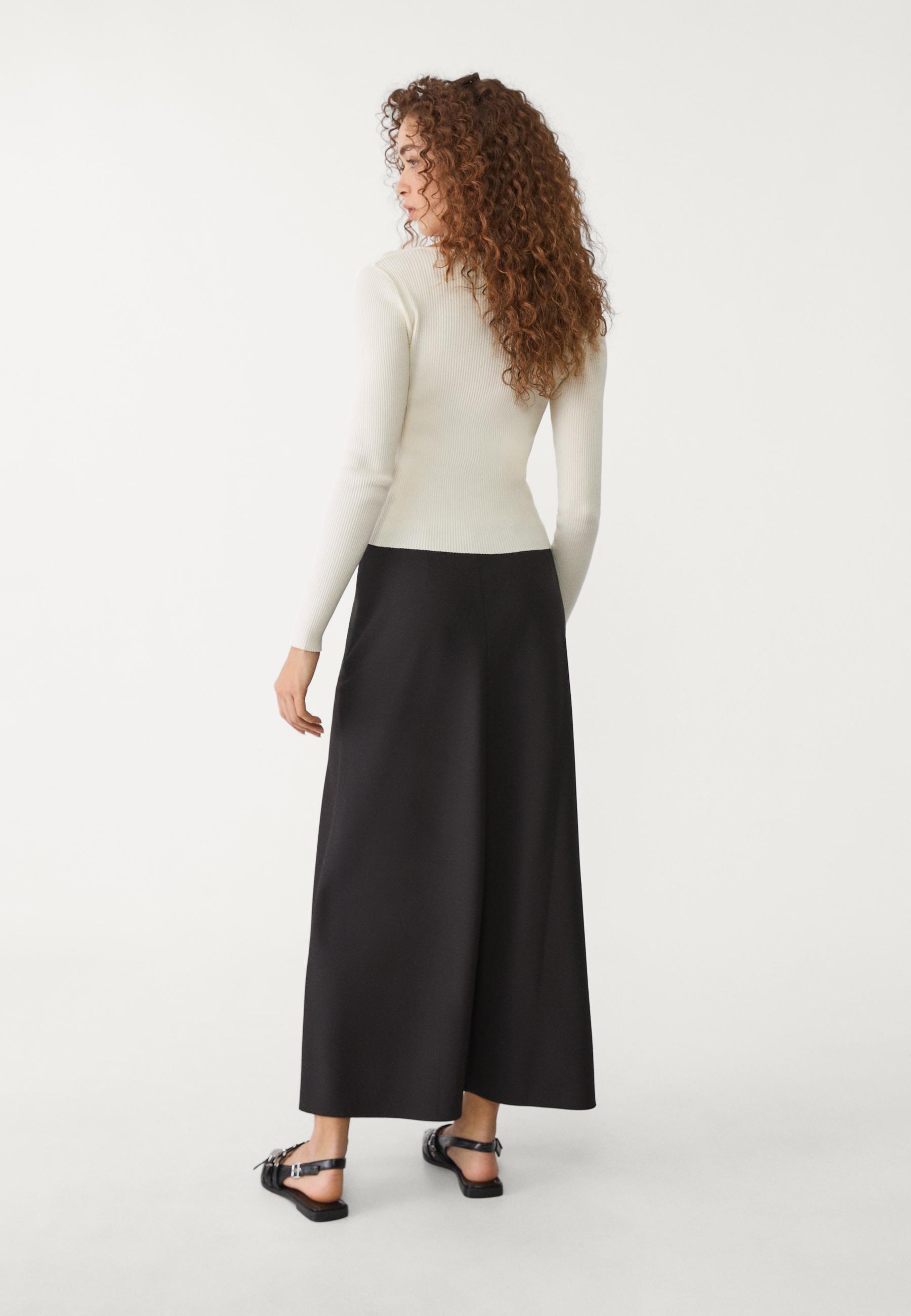Flowing layered midi skirt — Black